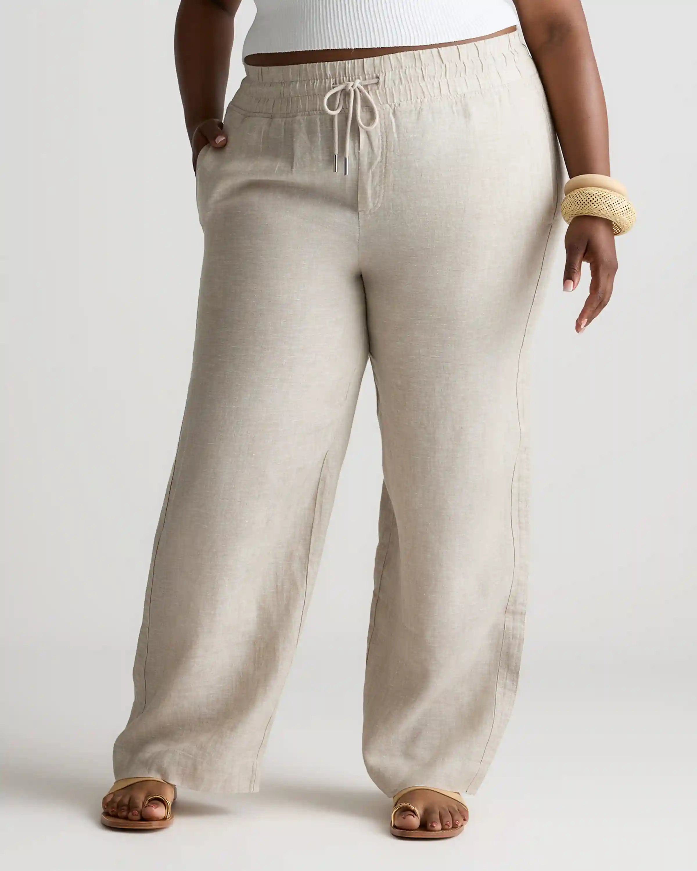 100% European Linen Wide Leg Pants