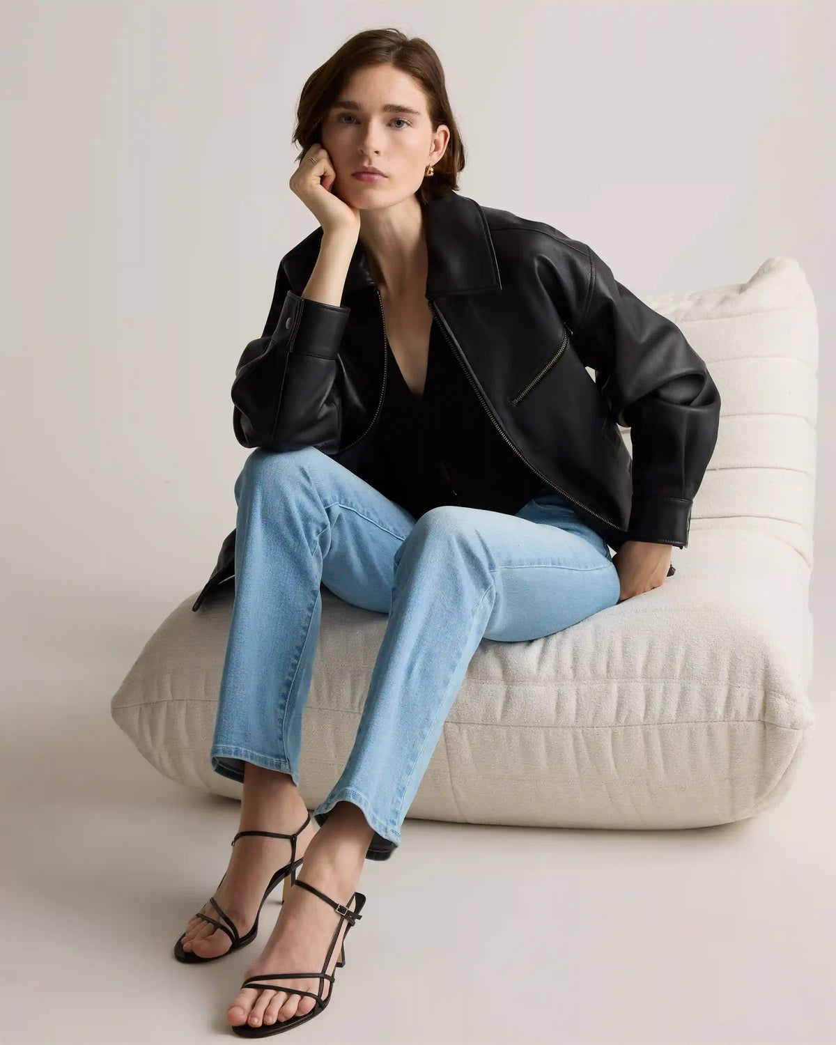 100% Leather Oversized Bomber Jacket