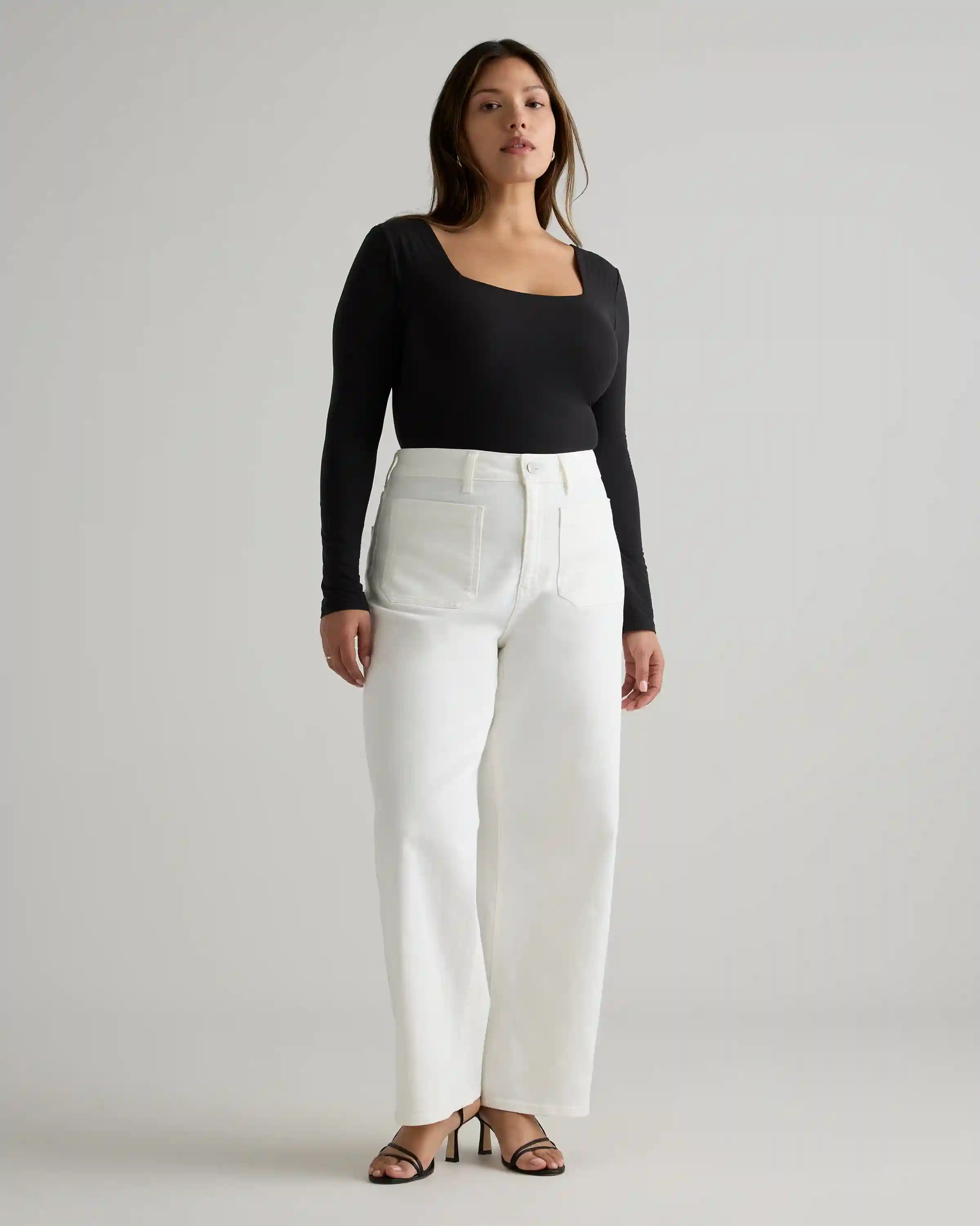 Bella Stretch Patch Pocket Wide Leg Jeans