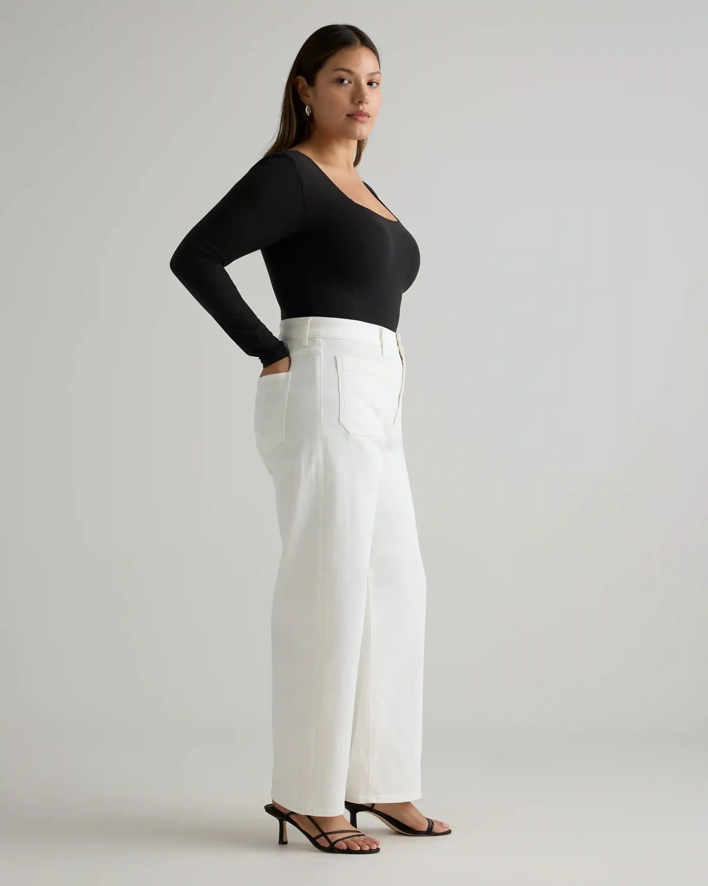 Bella Stretch Patch Pocket Wide Leg Jeans