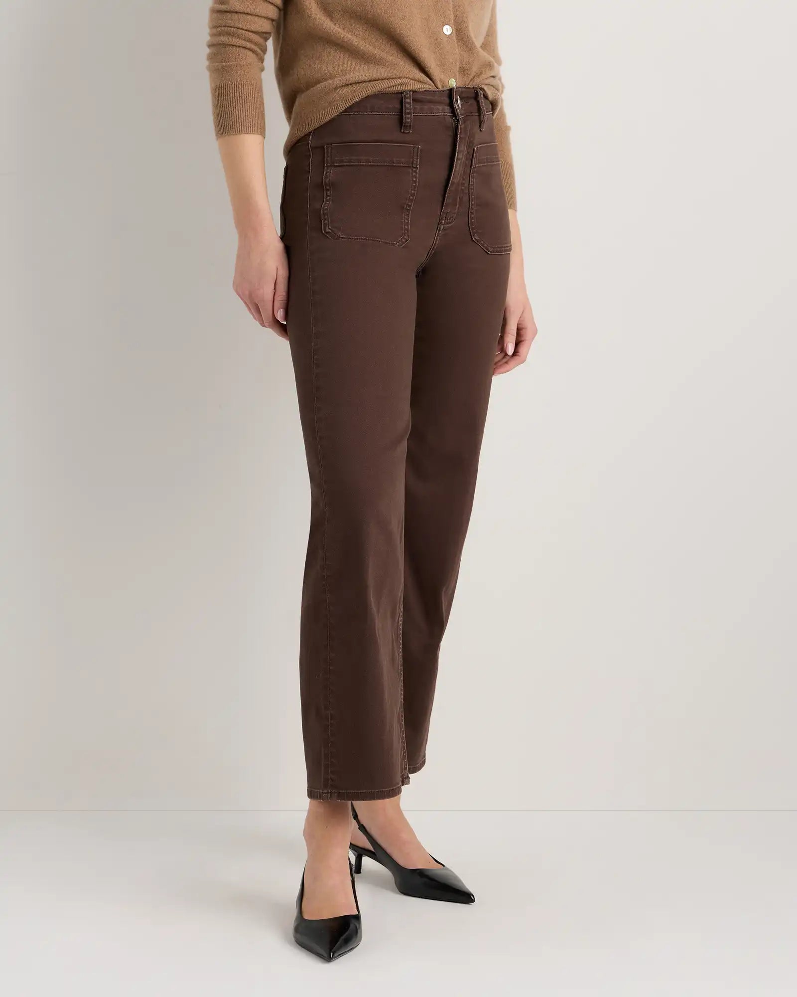 Bella Stretch Patch Pocket Wide Leg Jeans