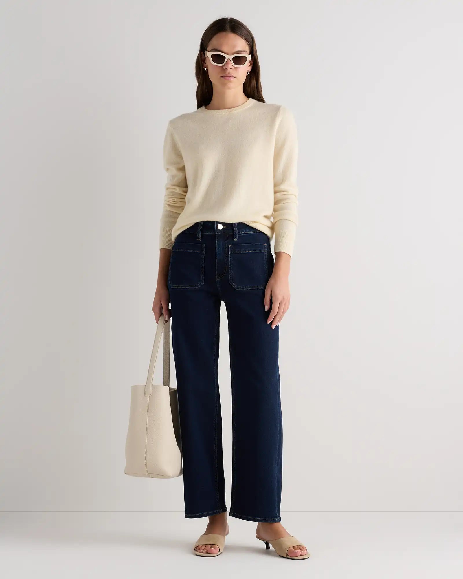 Bella Stretch Patch Pocket Wide Leg Jeans