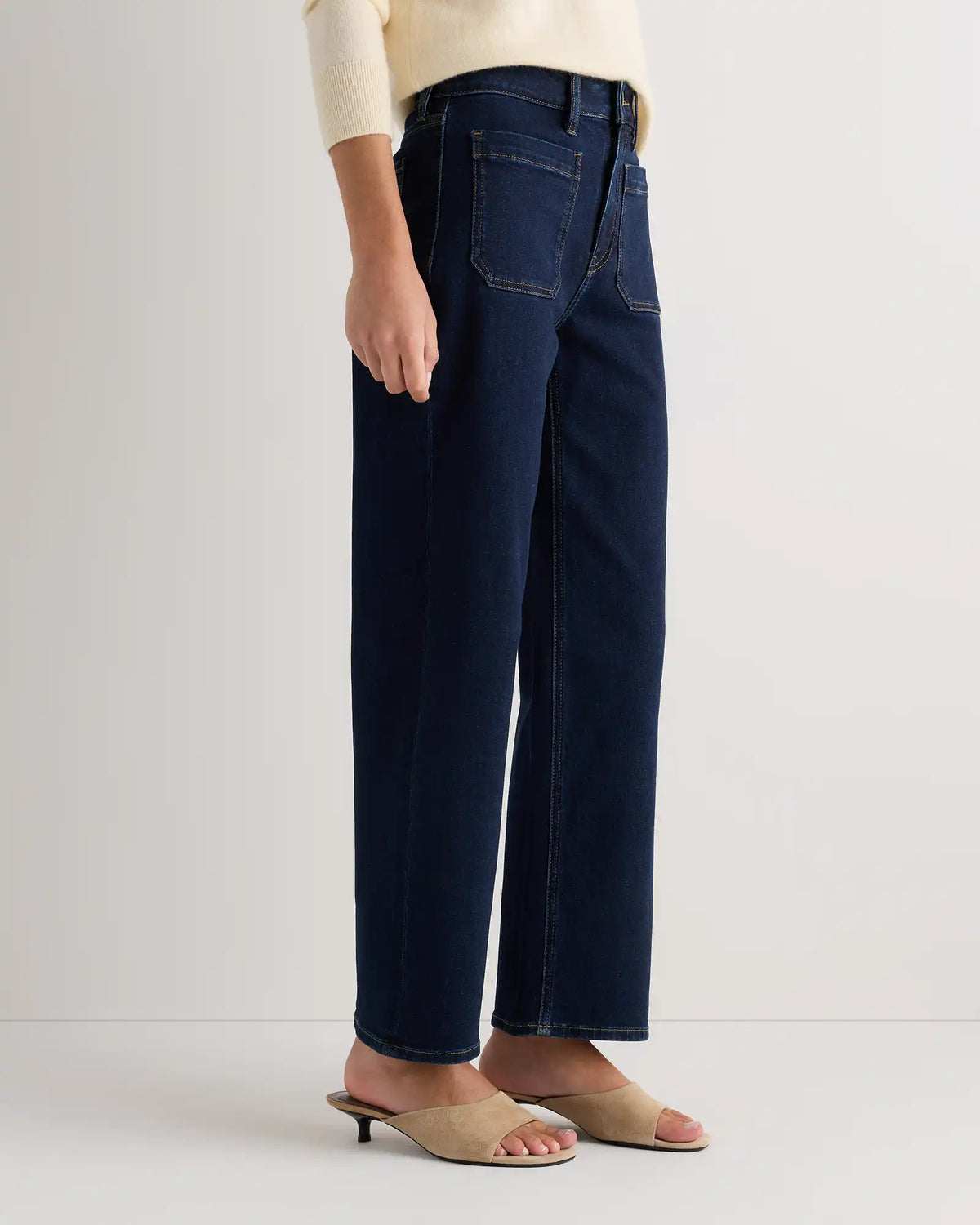 Bella Stretch Patch Pocket Wide Leg Jeans