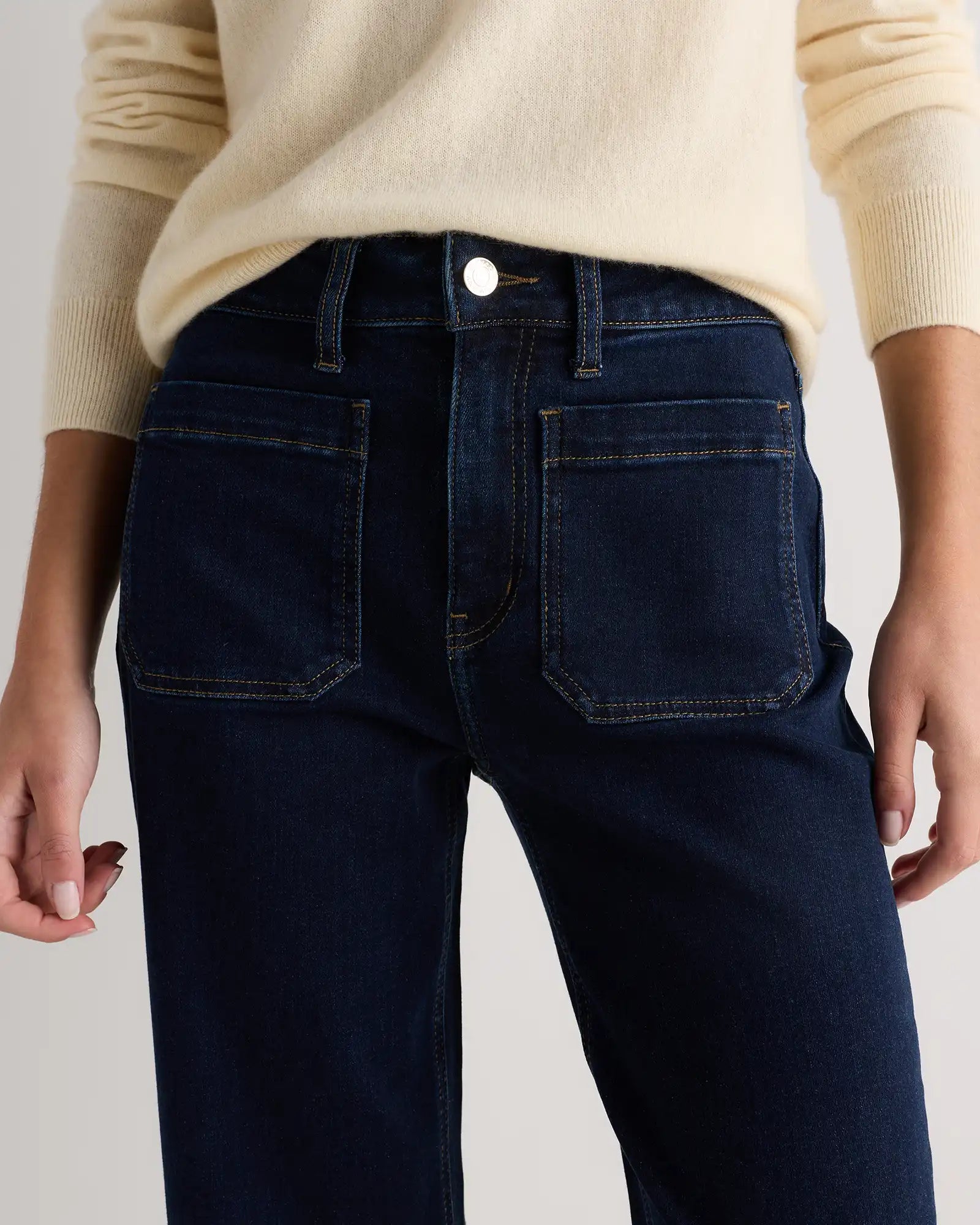 Bella Stretch Patch Pocket Wide Leg Jeans