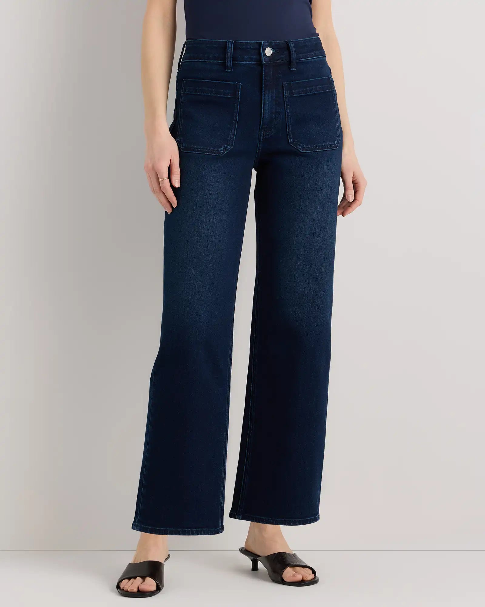 Bella Stretch Patch Pocket Wide Leg Jeans