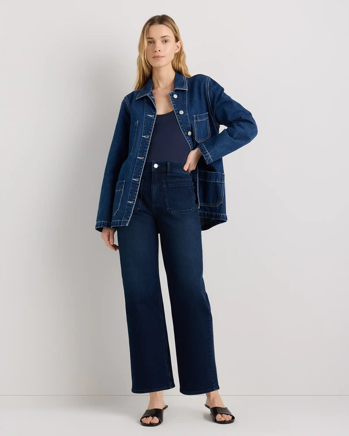 Bella Stretch Patch Pocket Wide Leg Jeans