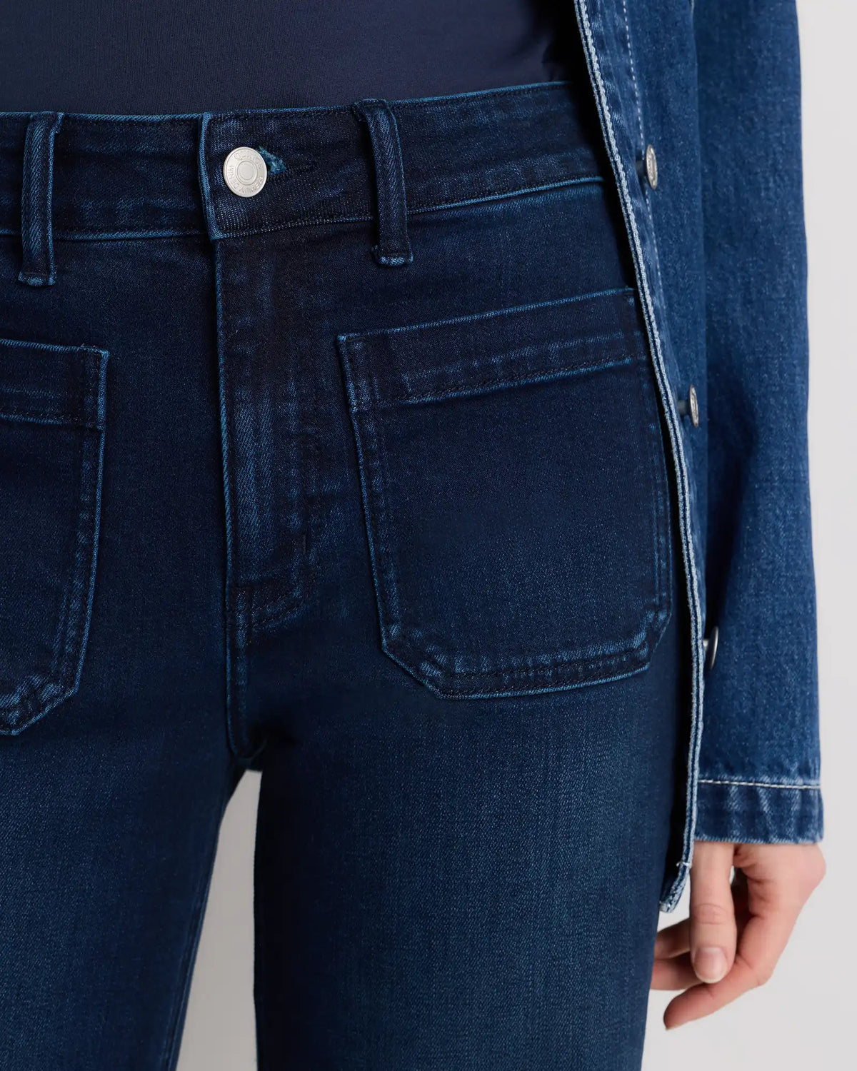 Bella Stretch Patch Pocket Wide Leg Jeans