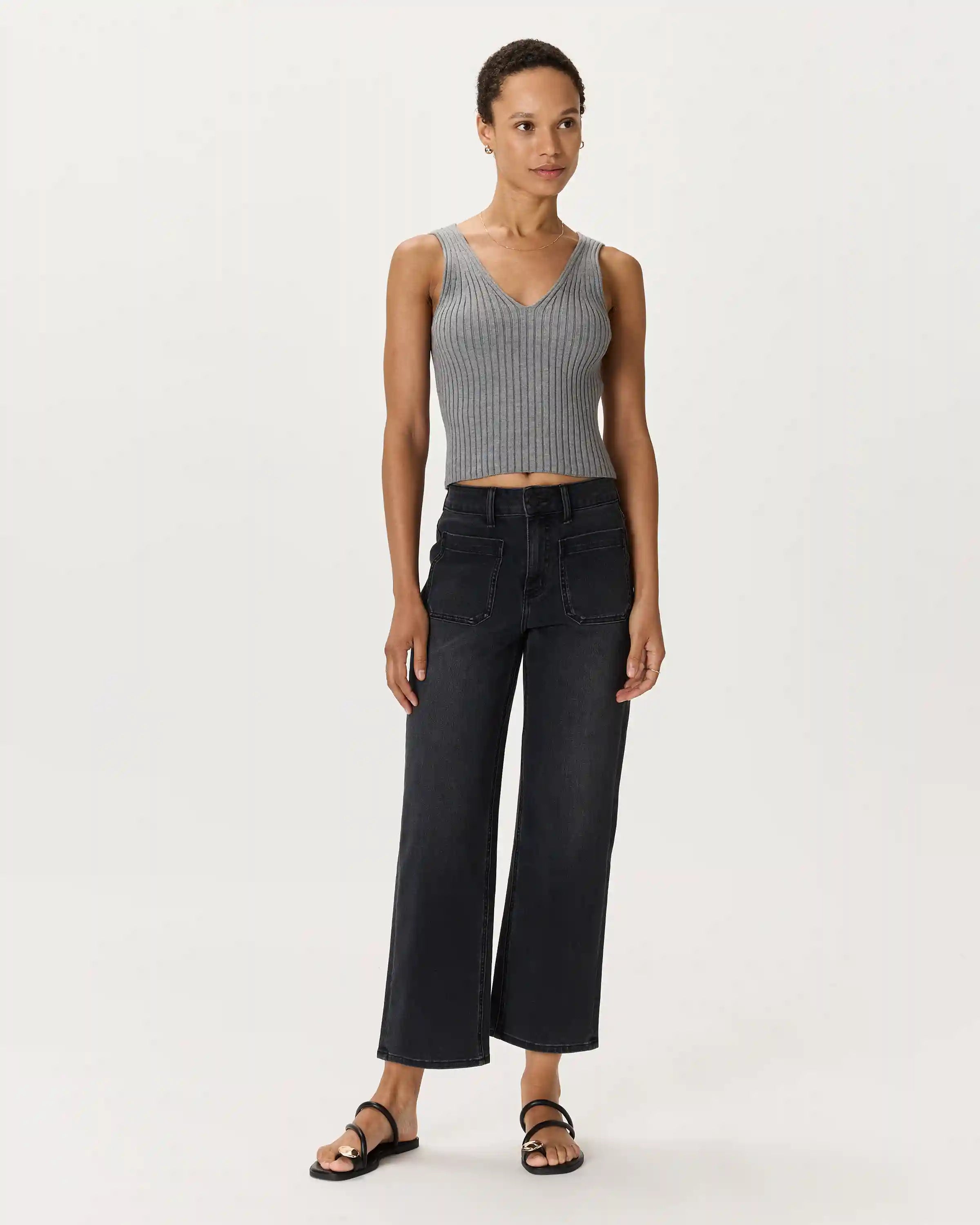 Bella Stretch Patch Pocket Wide Leg Jeans