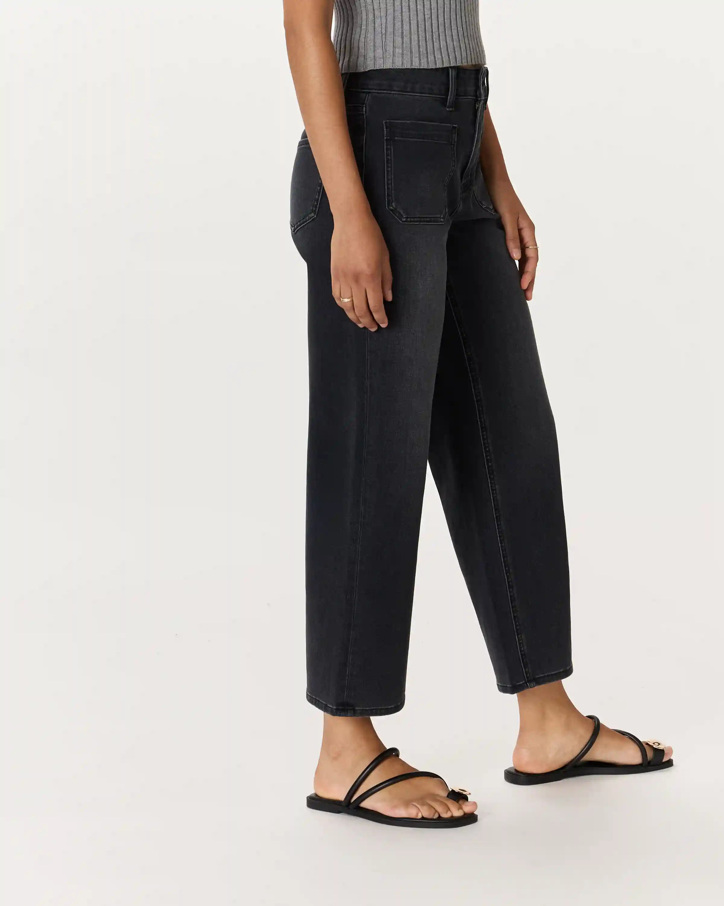 Bella Stretch Patch Pocket Wide Leg Jeans