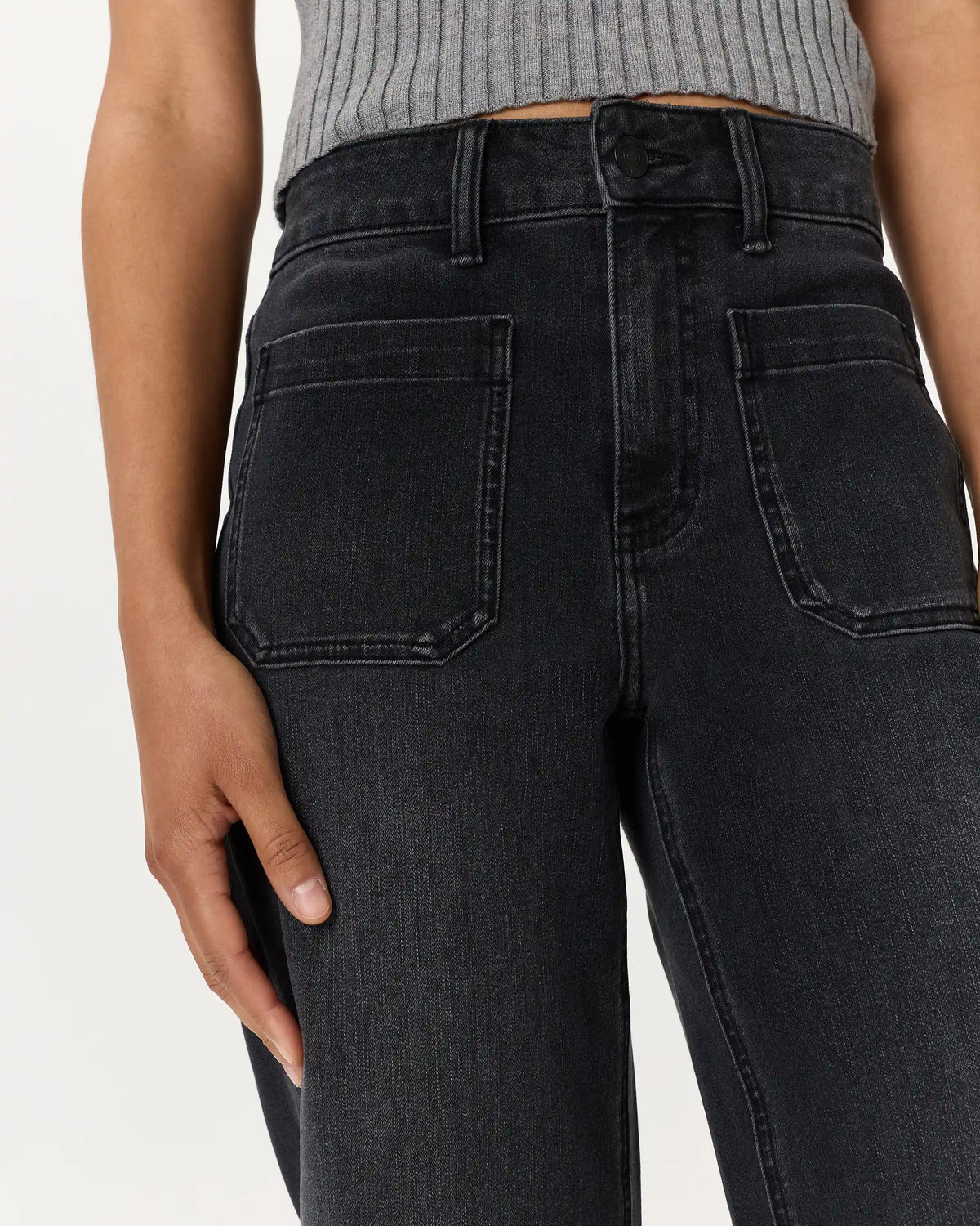 Bella Stretch Patch Pocket Wide Leg Jeans