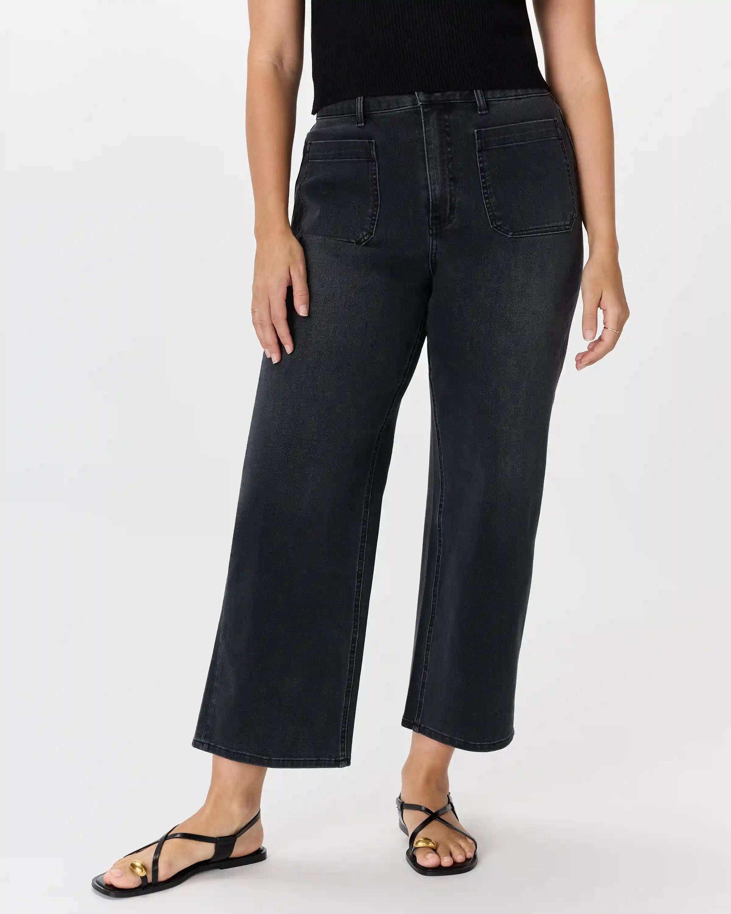 Bella Stretch Patch Pocket Wide Leg Jeans