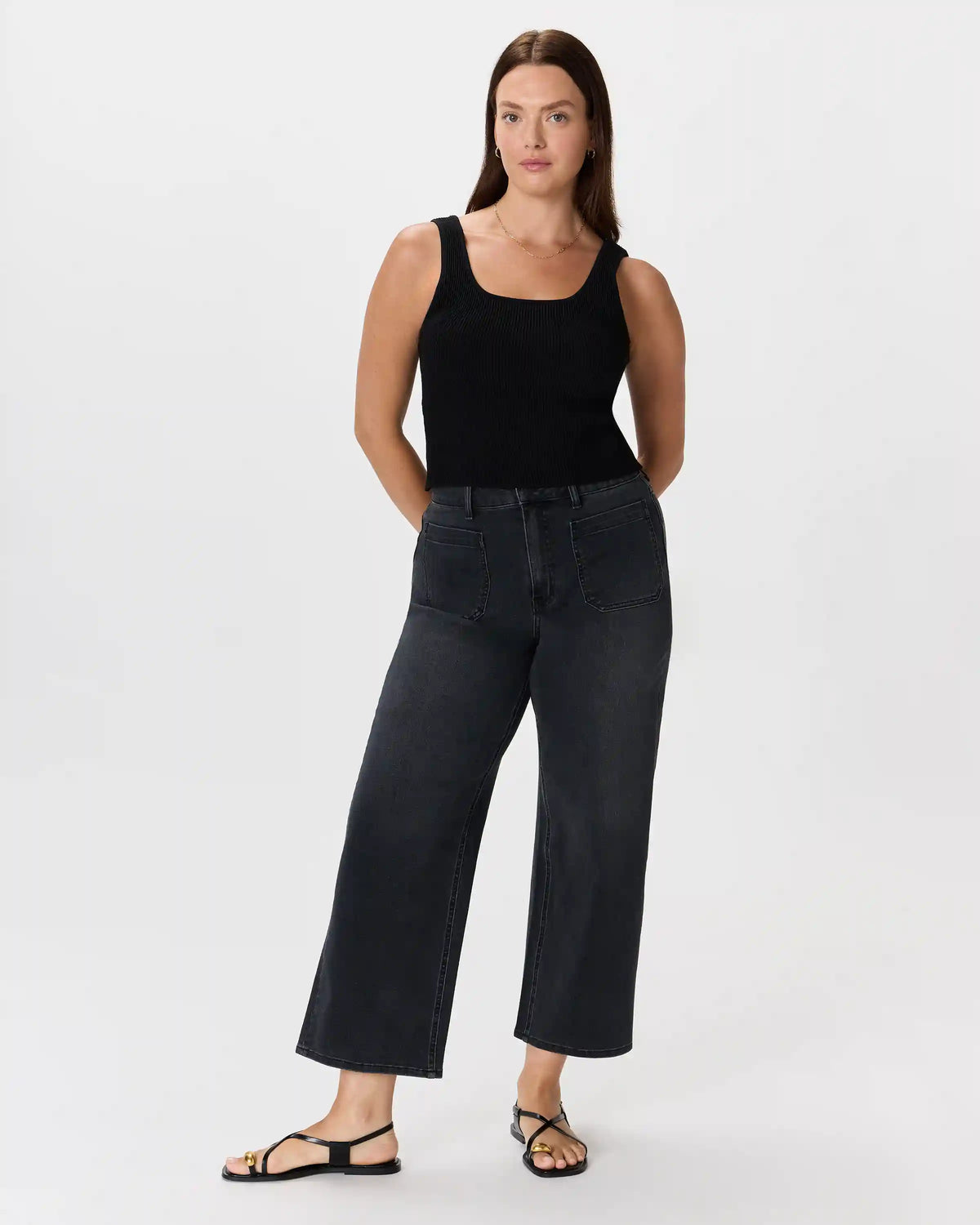 Bella Stretch Patch Pocket Wide Leg Jeans