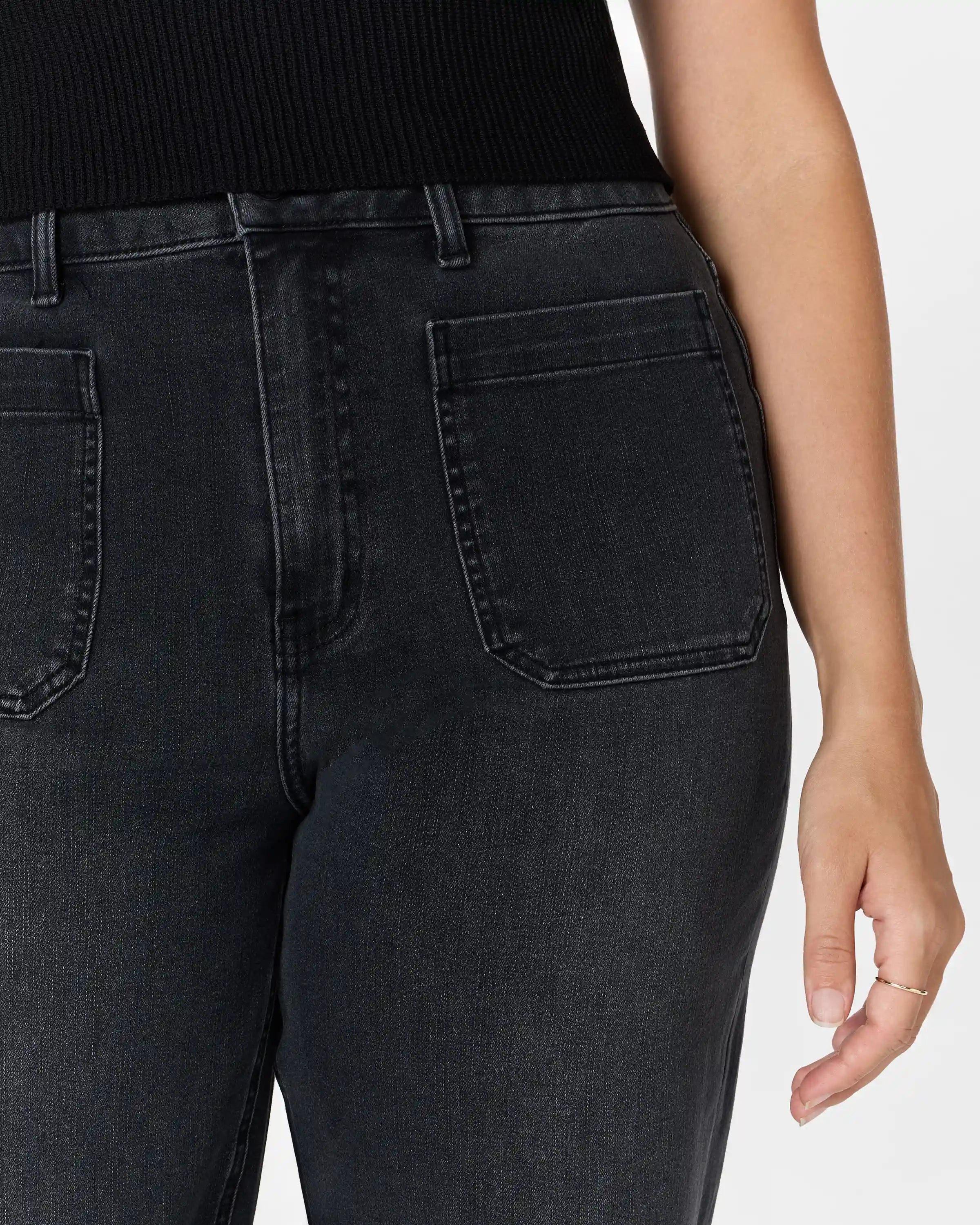 Bella Stretch Patch Pocket Wide Leg Jeans
