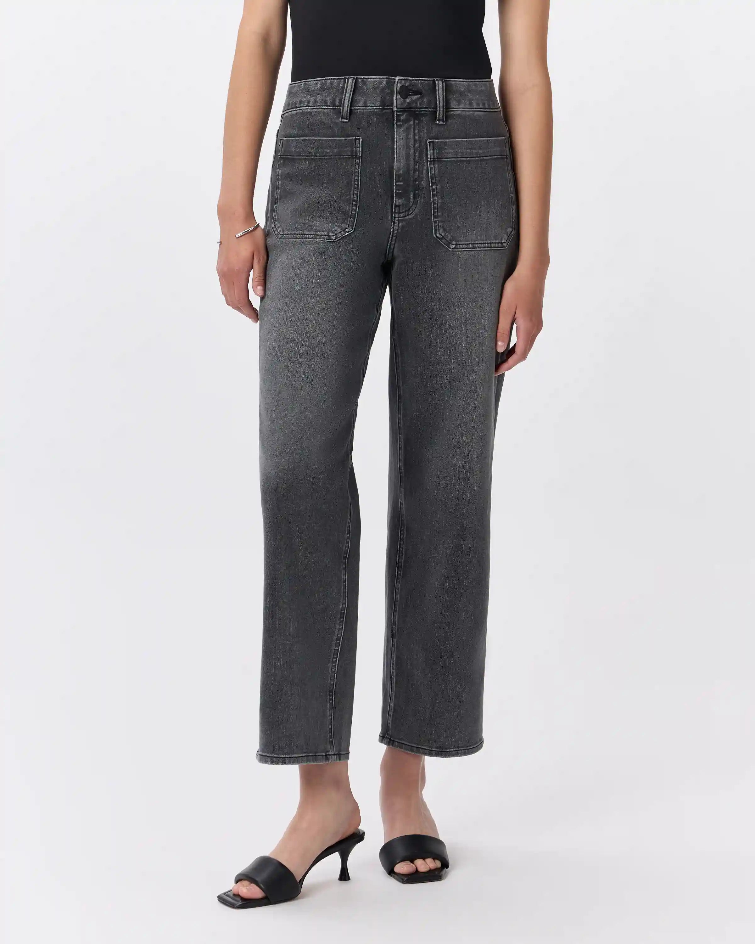 Bella Stretch Patch Pocket Wide Leg Jeans