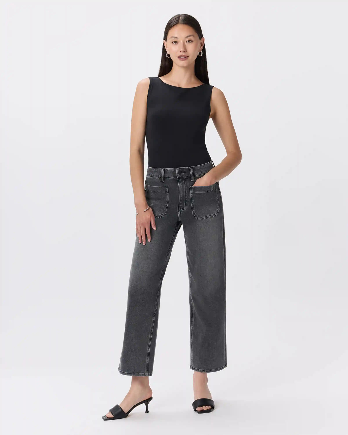 Bella Stretch Patch Pocket Wide Leg Jeans