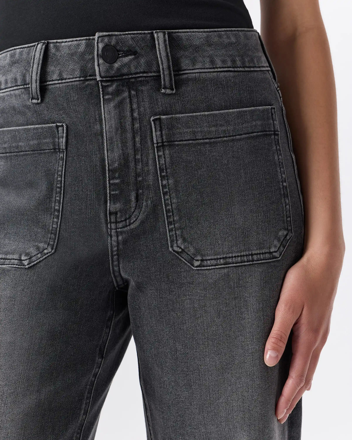 Bella Stretch Patch Pocket Wide Leg Jeans