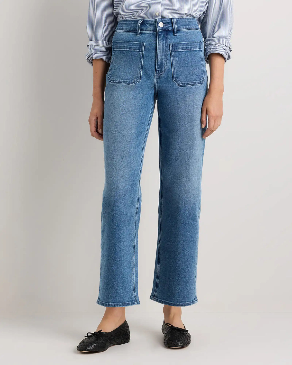 Bella Stretch Patch Pocket Wide Leg Jeans