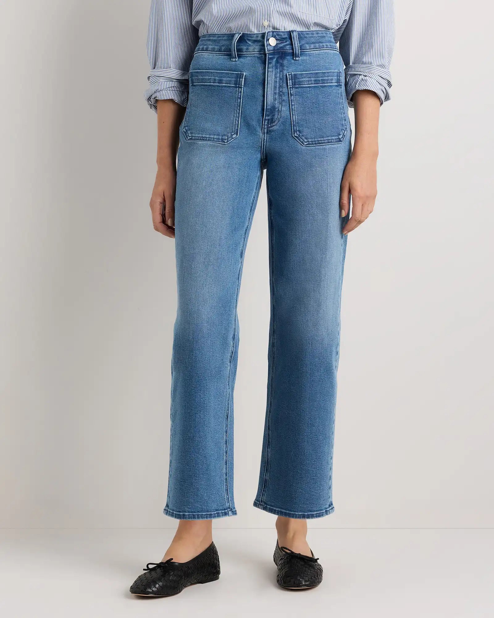 Bella Stretch Patch Pocket Wide Leg Jeans