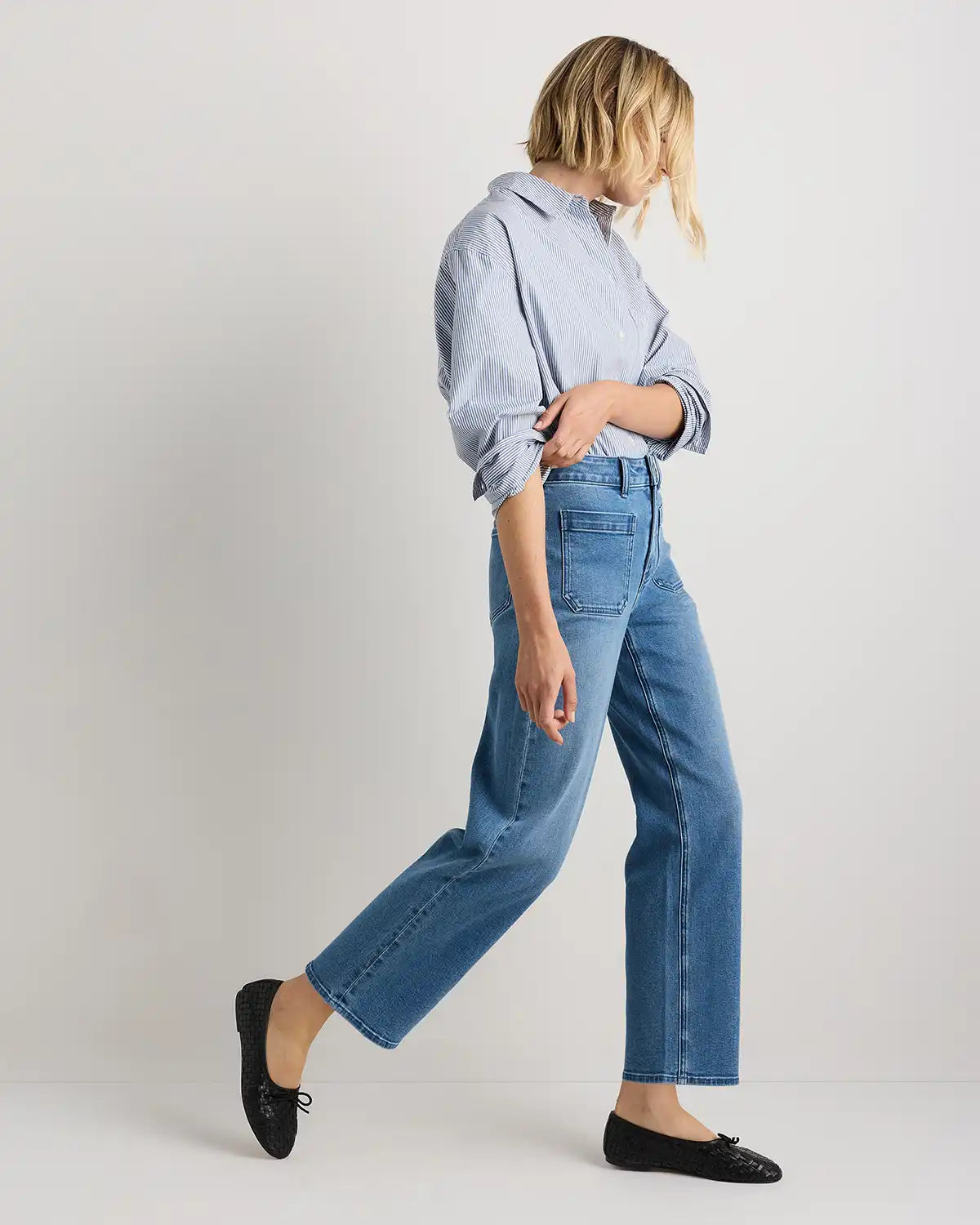 Bella Stretch Patch Pocket Wide Leg Jeans