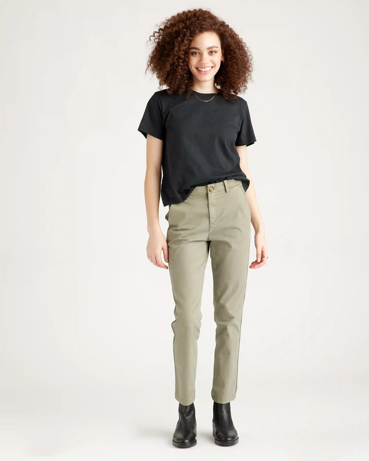 Stretch Cotton Twill Girlfriend Chino Pants