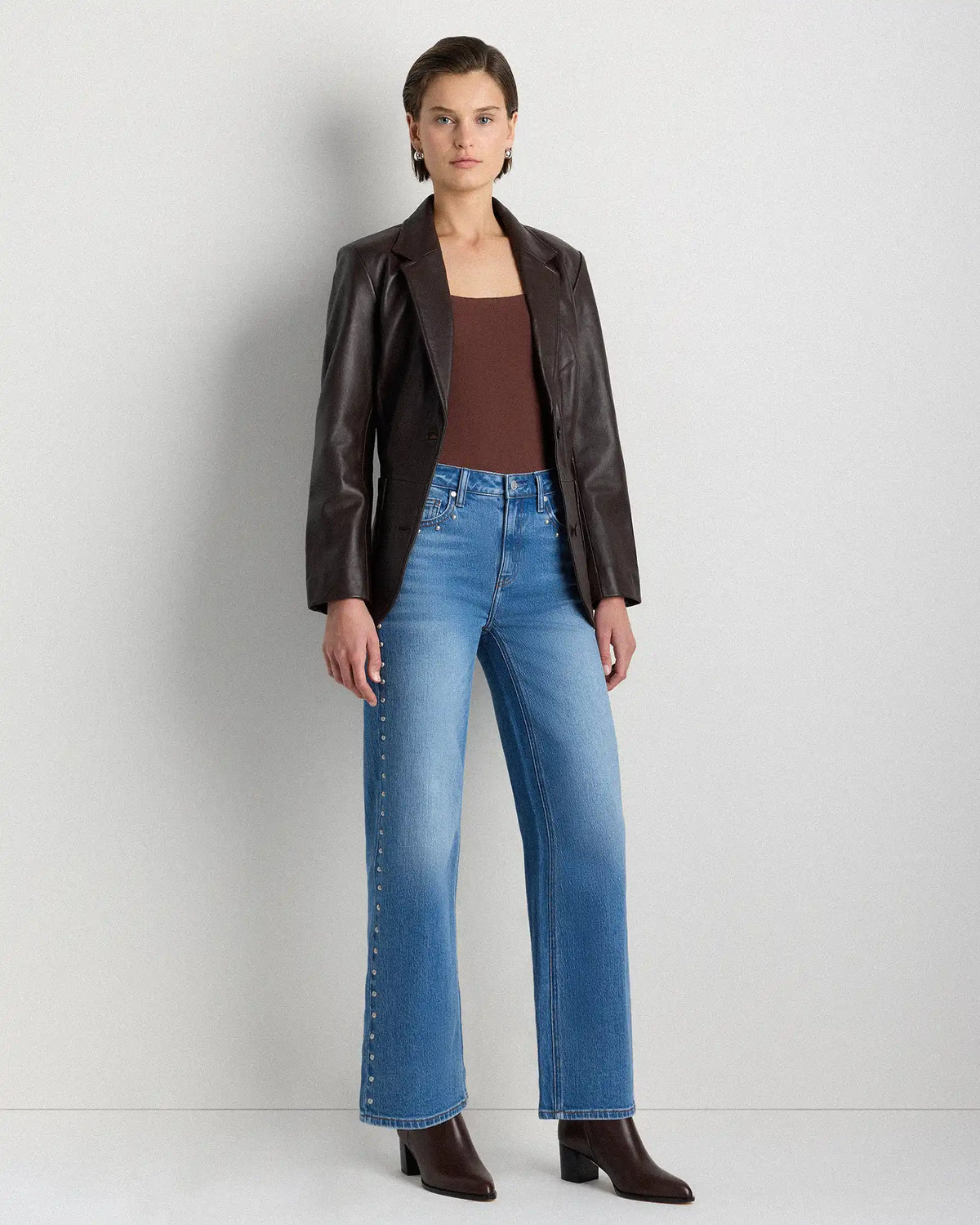 Bella Stretch Studded Relaxed Straight Jeans