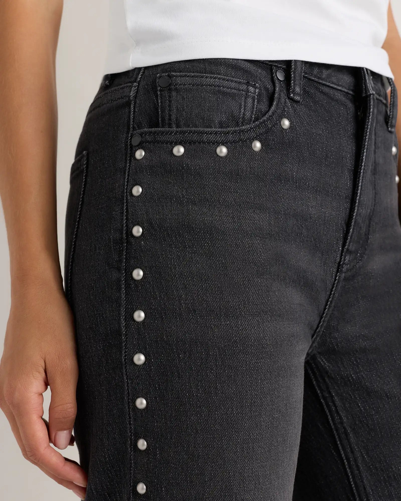 Bella Stretch Studded Relaxed Straight Jeans
