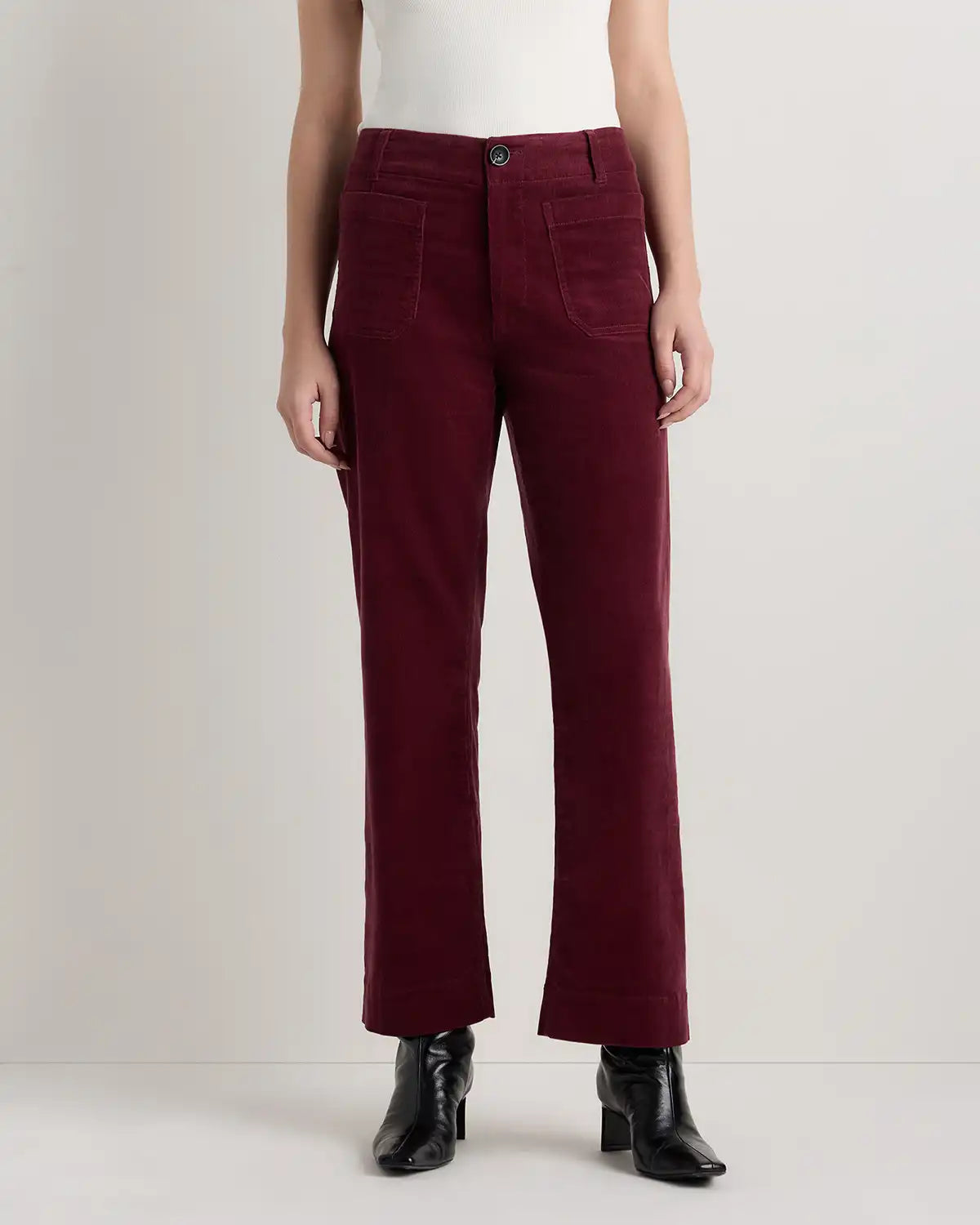 Organic Stretch Corduroy Cropped Wide Leg Pants