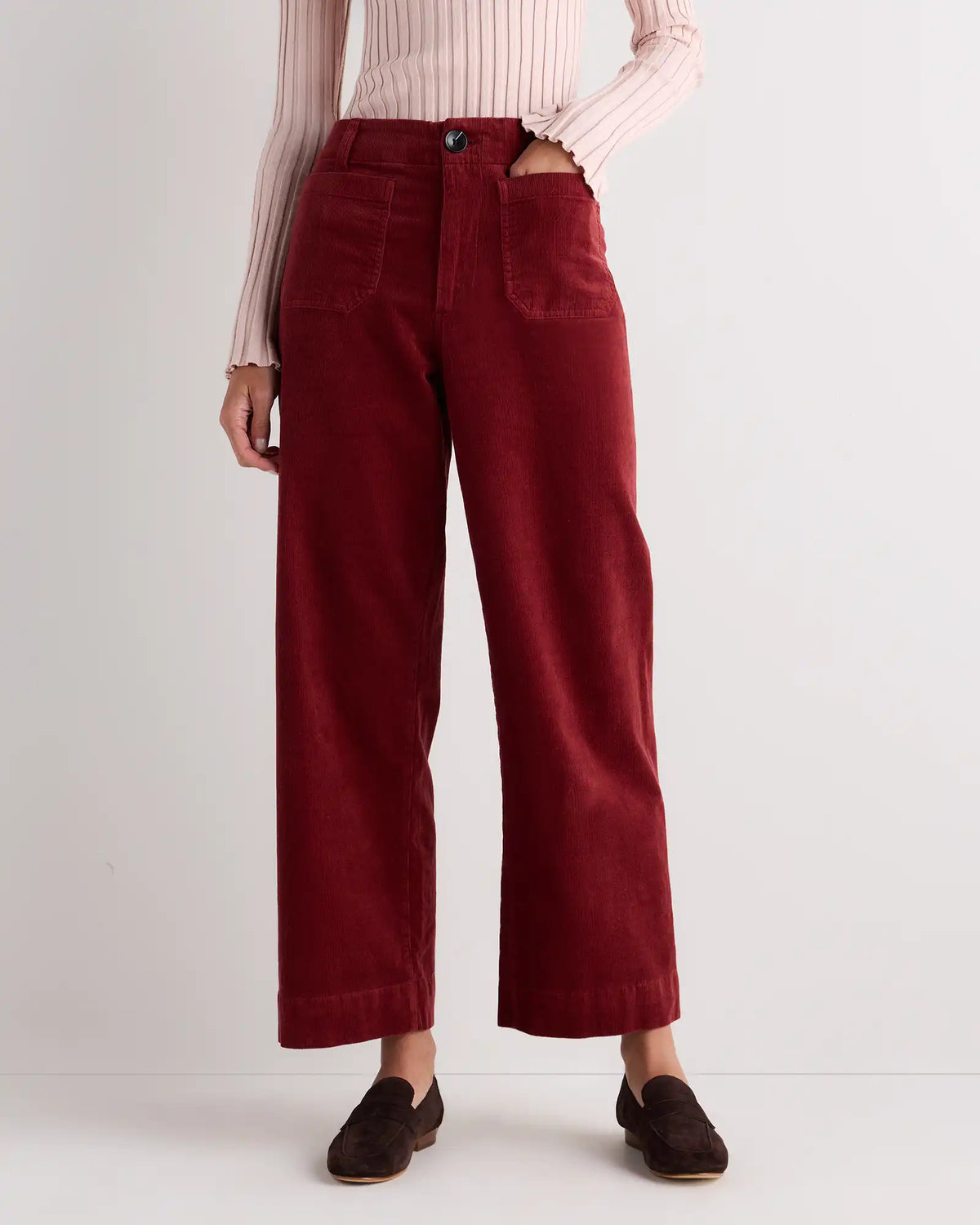 Organic Stretch Corduroy Cropped Wide Leg Pants
