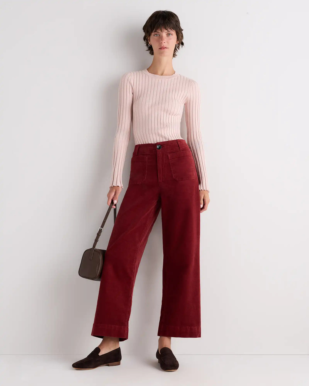 Organic Stretch Corduroy Cropped Wide Leg Pants