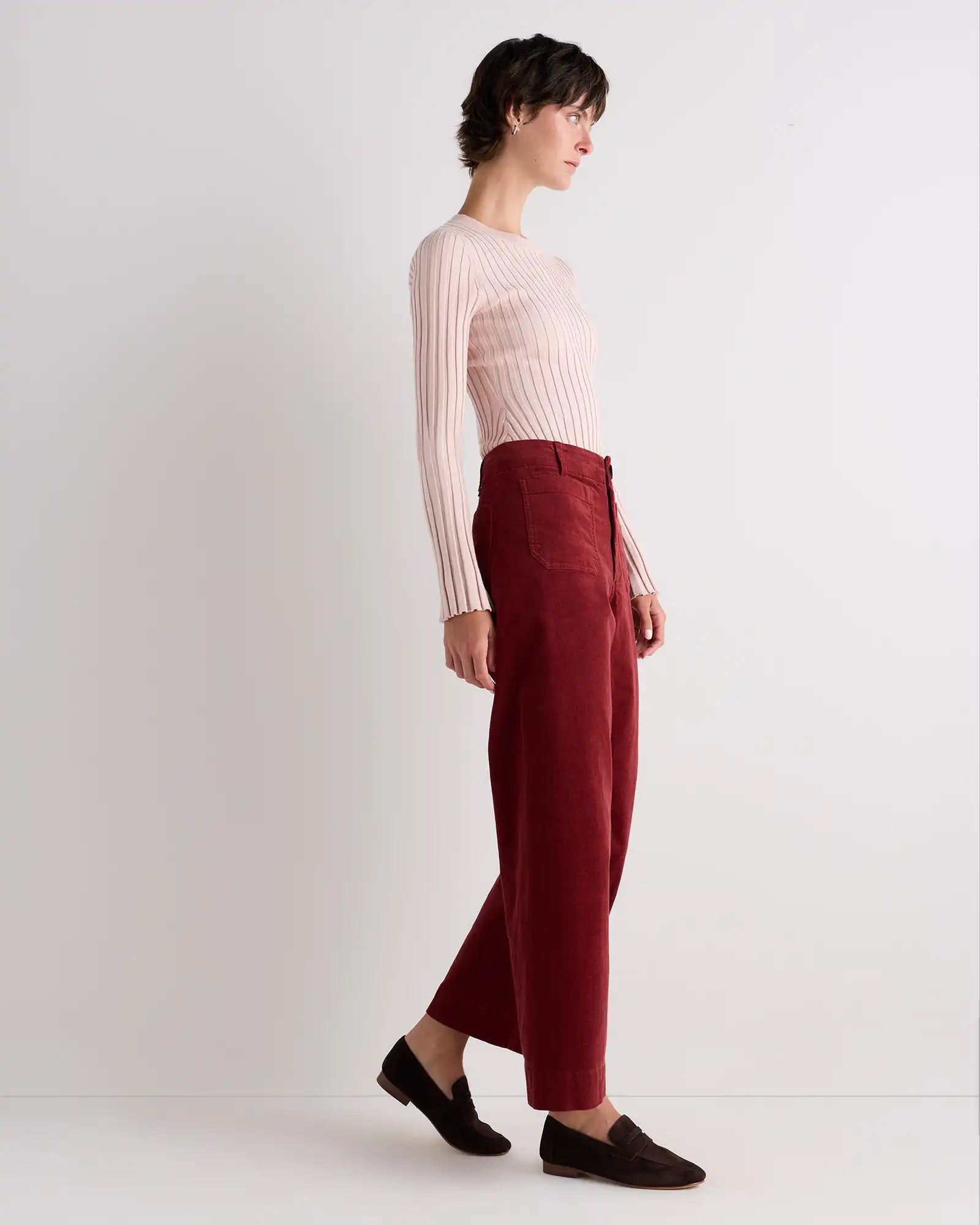 Organic Stretch Corduroy Cropped Wide Leg Pants