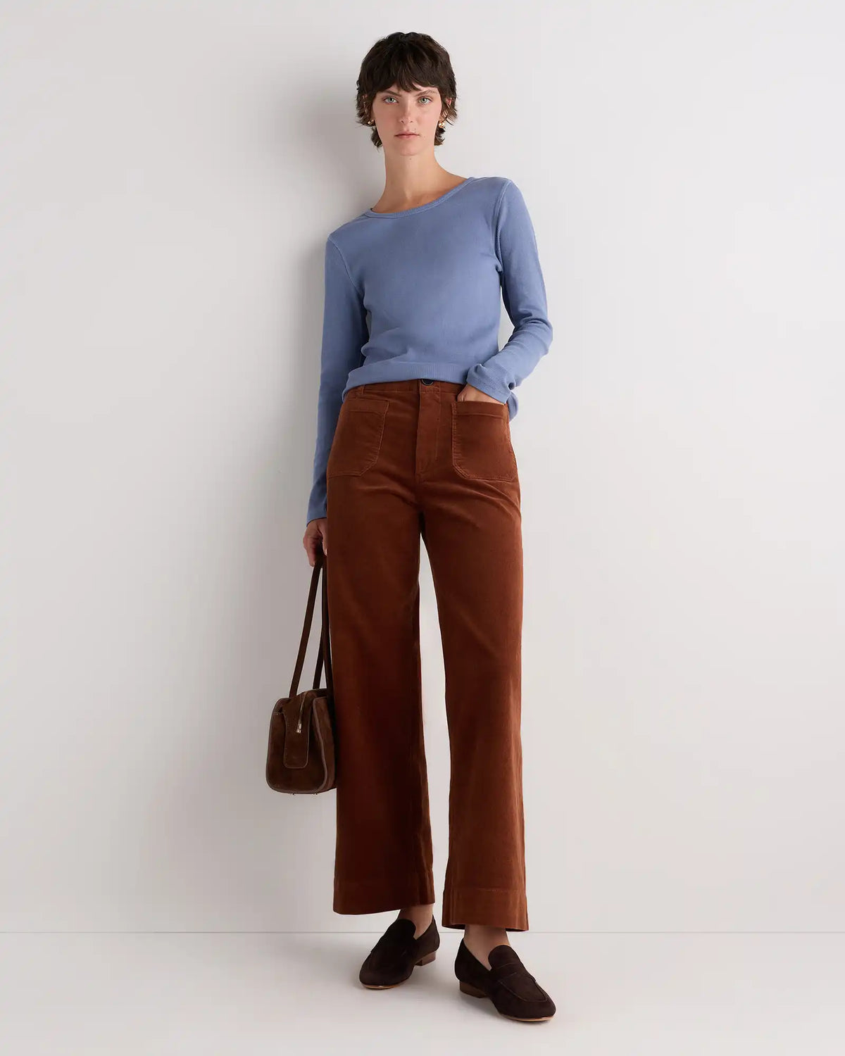 Organic Stretch Corduroy Cropped Wide Leg Pants