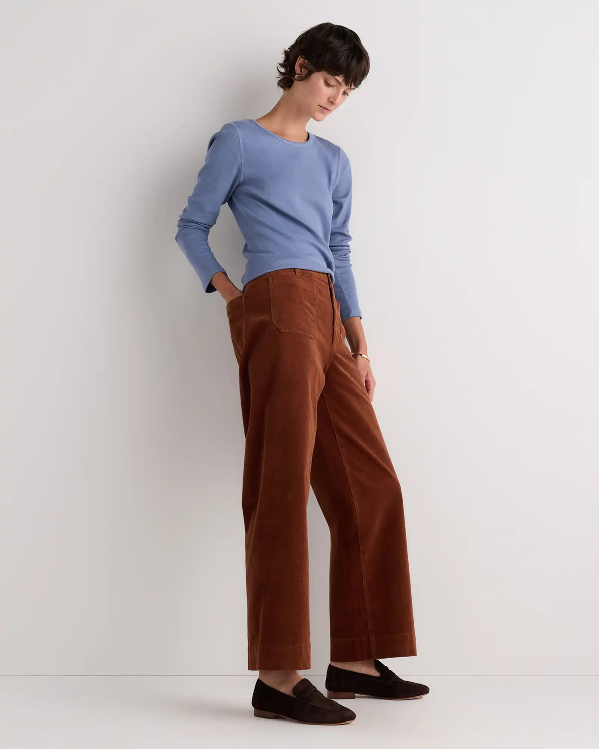 Organic Stretch Corduroy Cropped Wide Leg Pants