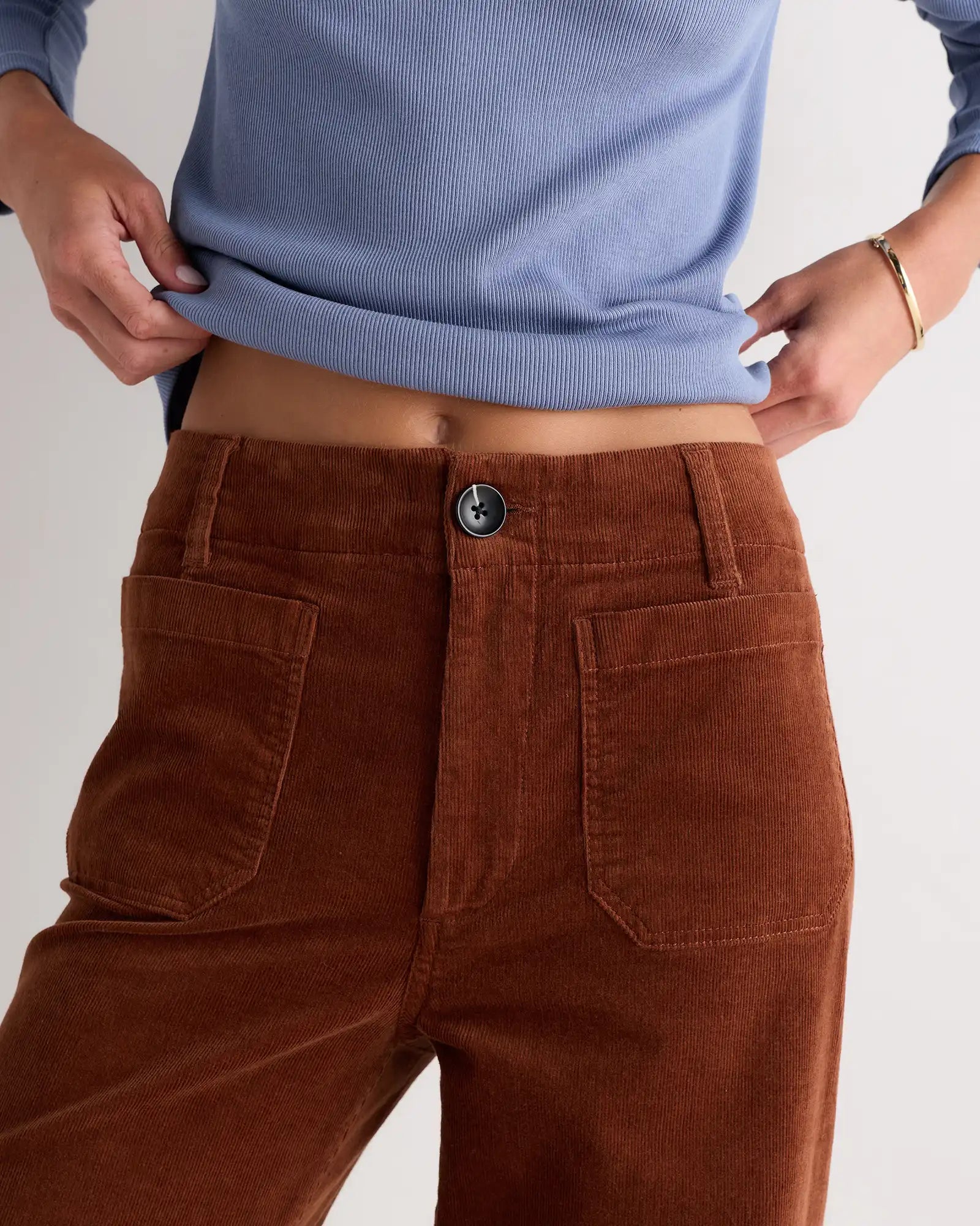 Organic Stretch Corduroy Cropped Wide Leg Pants