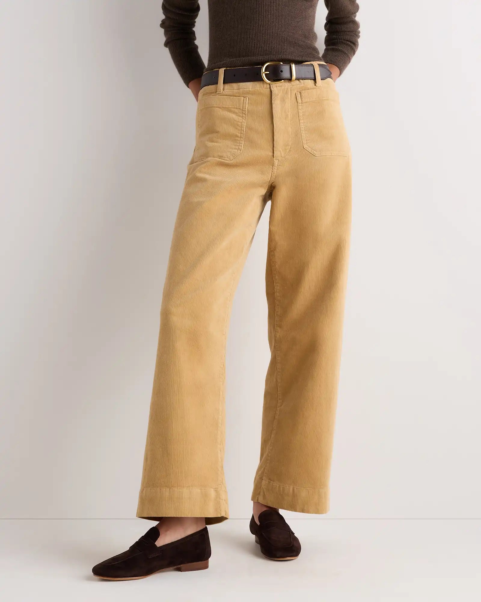Organic Stretch Corduroy Cropped Wide Leg Pants
