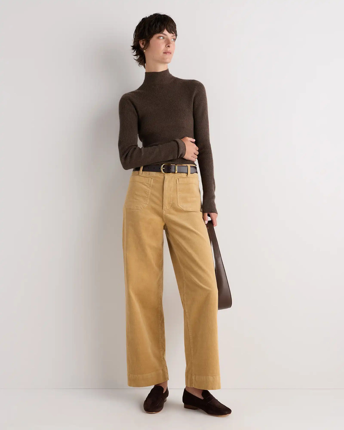 Organic Stretch Corduroy Cropped Wide Leg Pants
