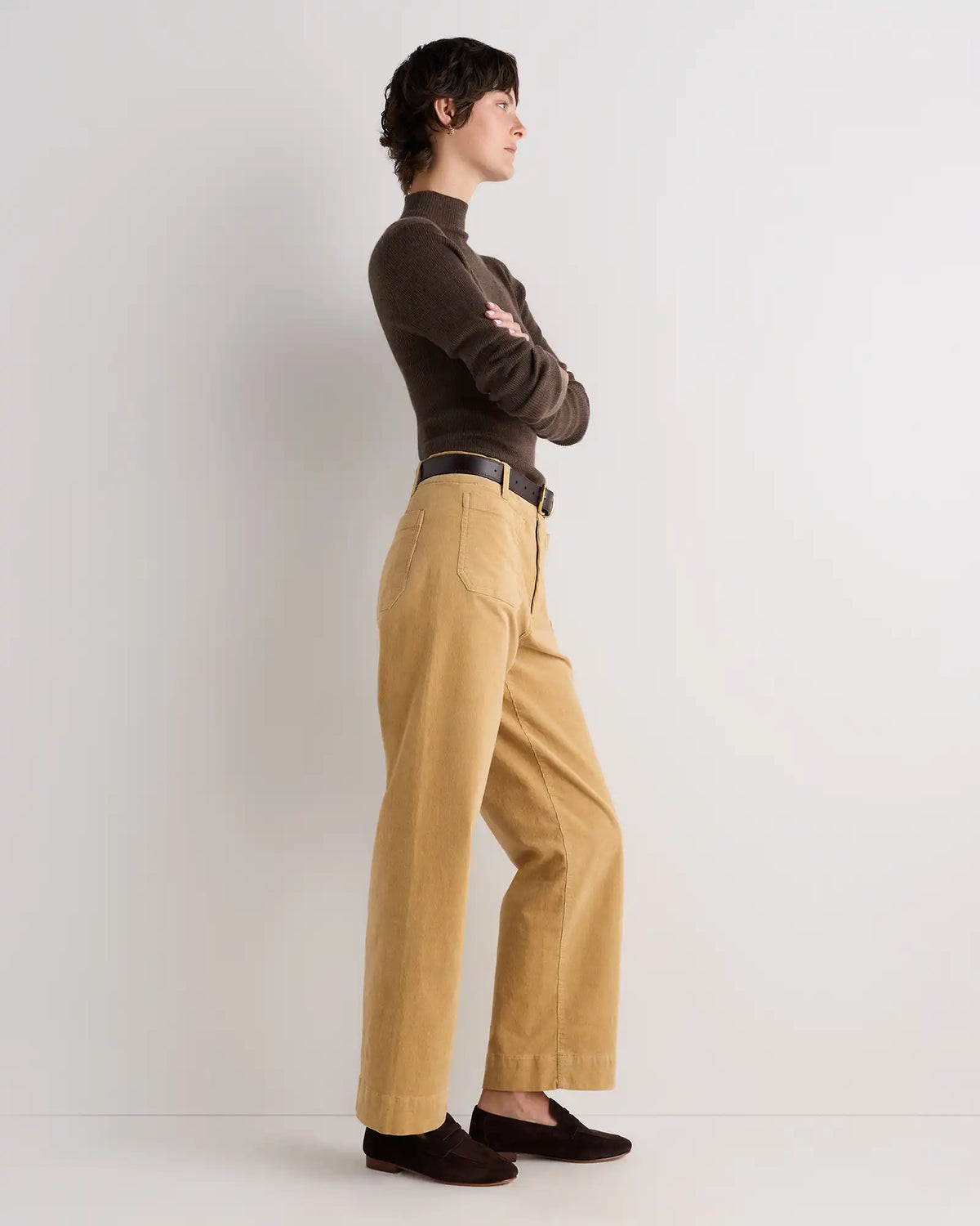 Organic Stretch Corduroy Cropped Wide Leg Pants