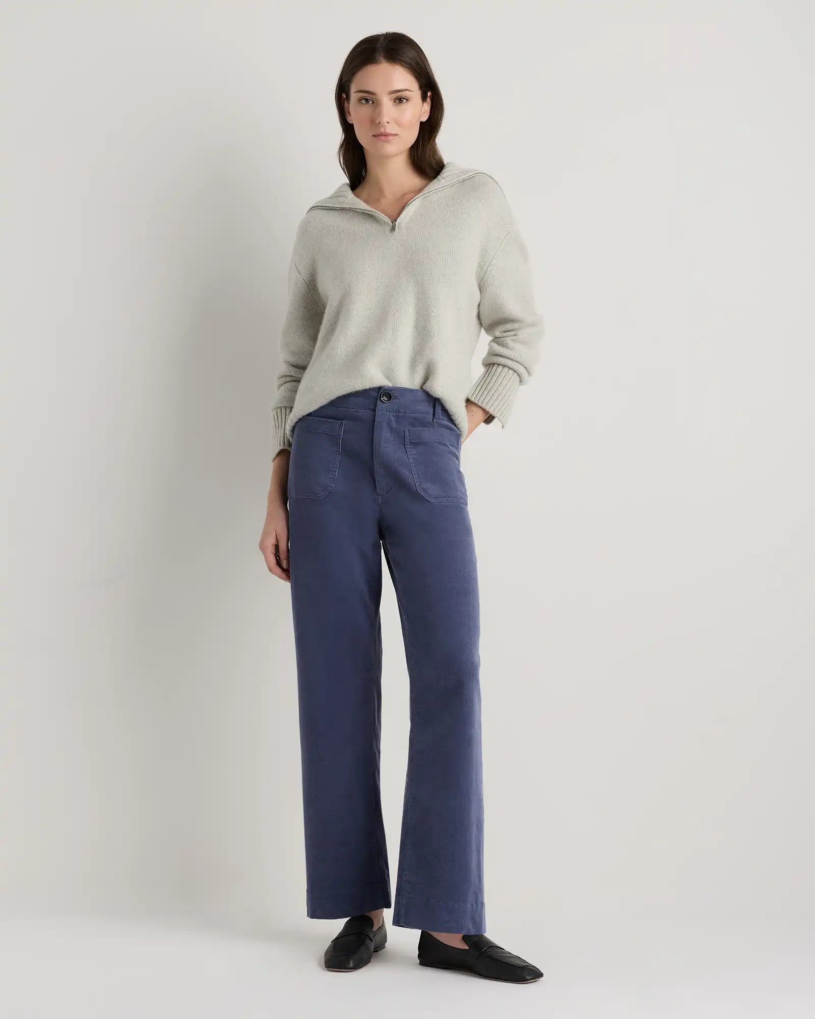 Organic Stretch Corduroy Cropped Wide Leg Pants