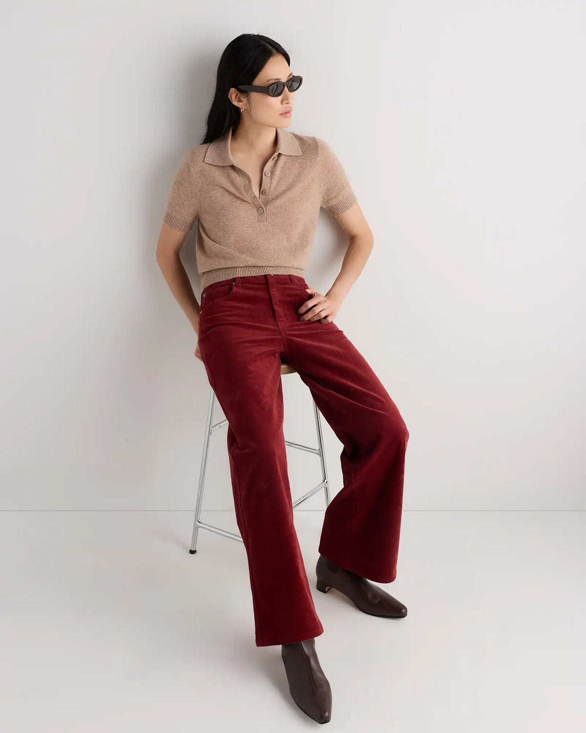 Organic Stretch Corduroy Wide Leg Pants