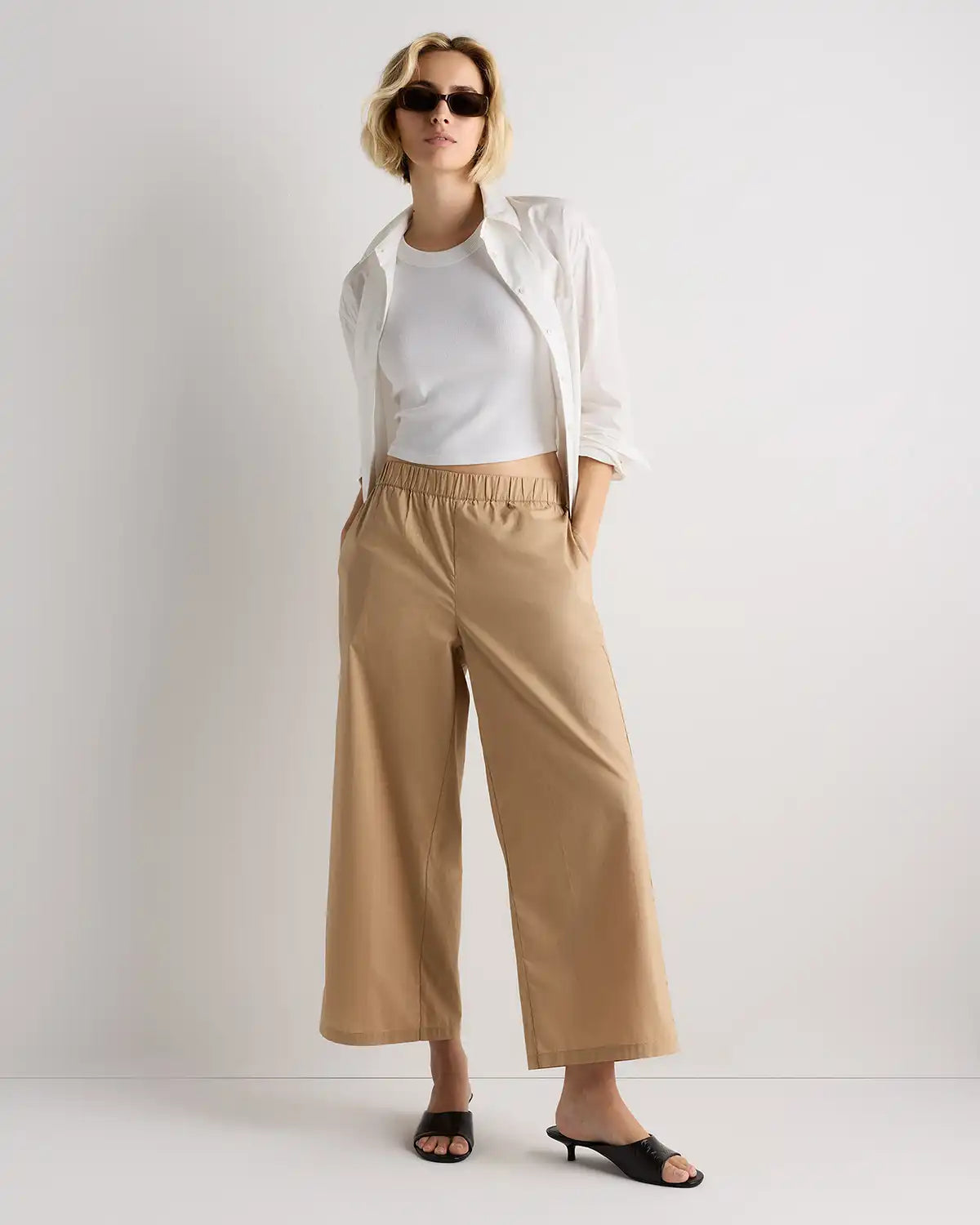 100% Organic Lightweight Poplin Wide Leg Pants