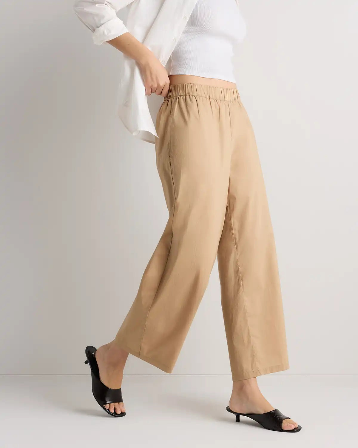 100% Organic Lightweight Poplin Wide Leg Pants