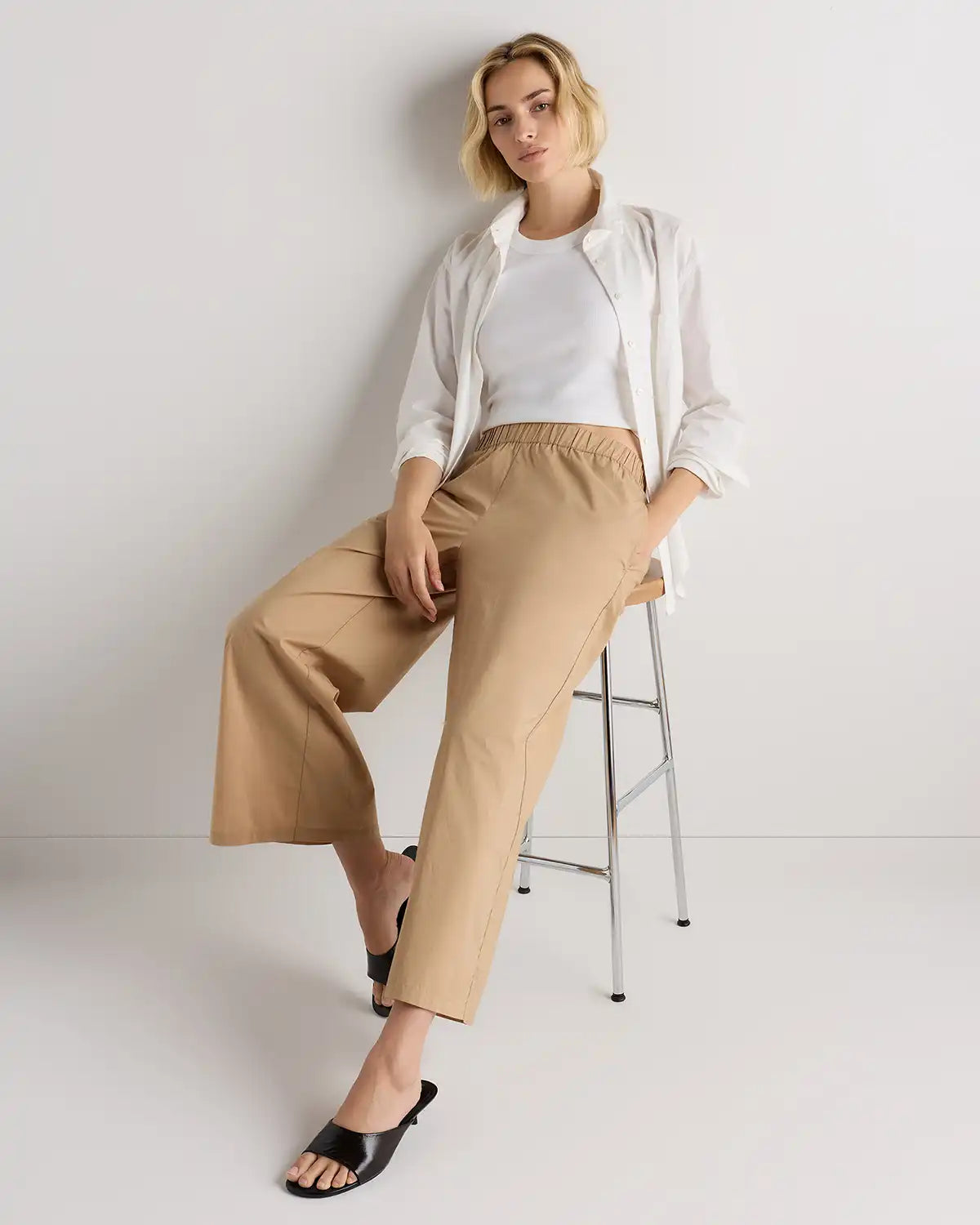 100% Organic Lightweight Poplin Wide Leg Pants