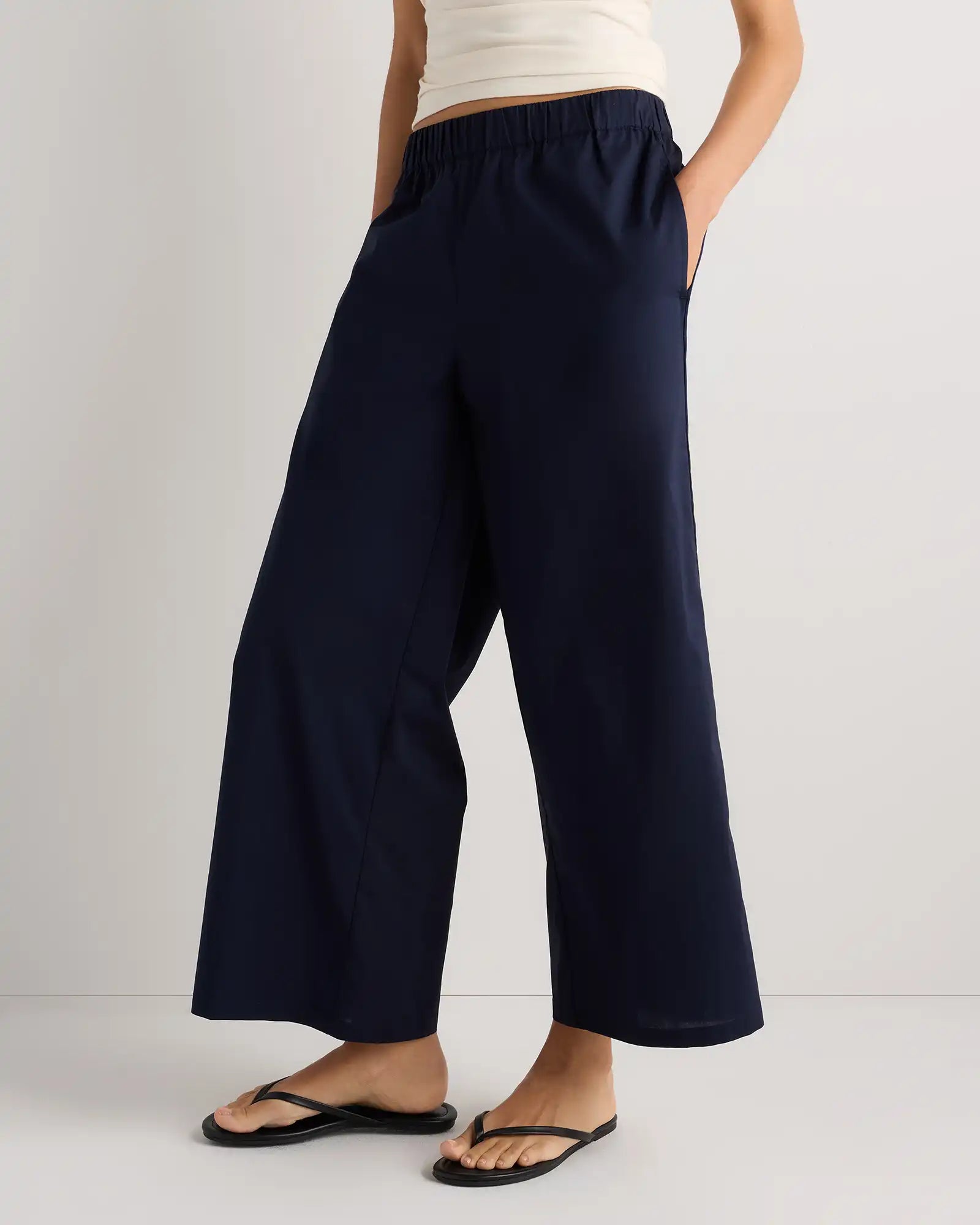 100% Organic Lightweight Poplin Wide Leg Pants
