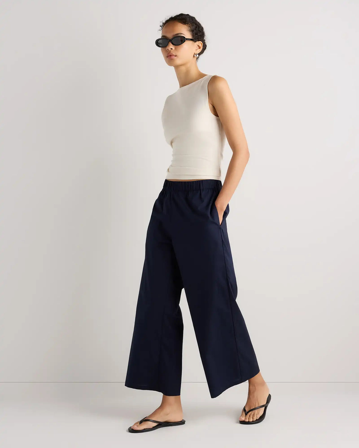 100% Organic Lightweight Poplin Wide Leg Pants