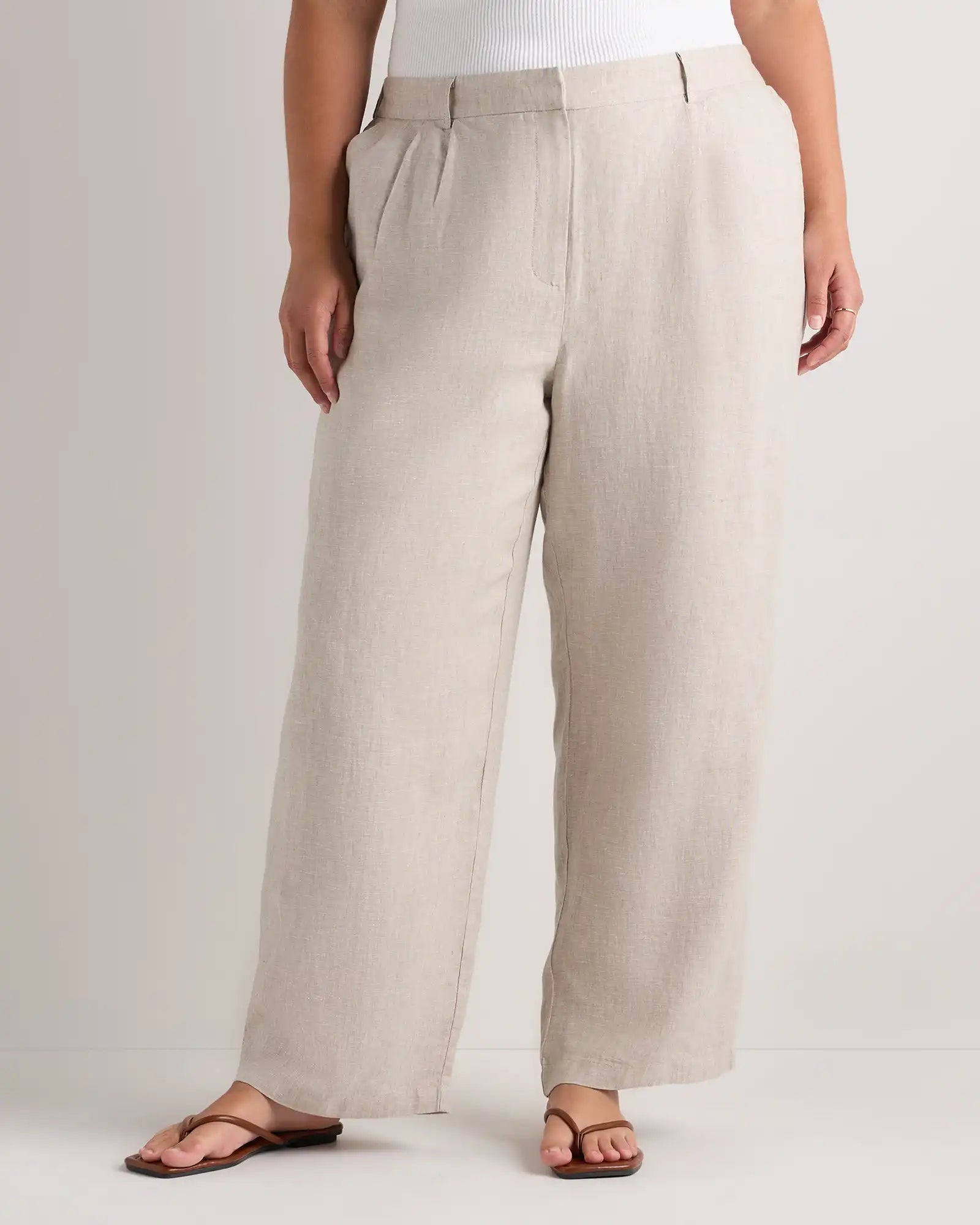 100% European Linen Pleated Trouser