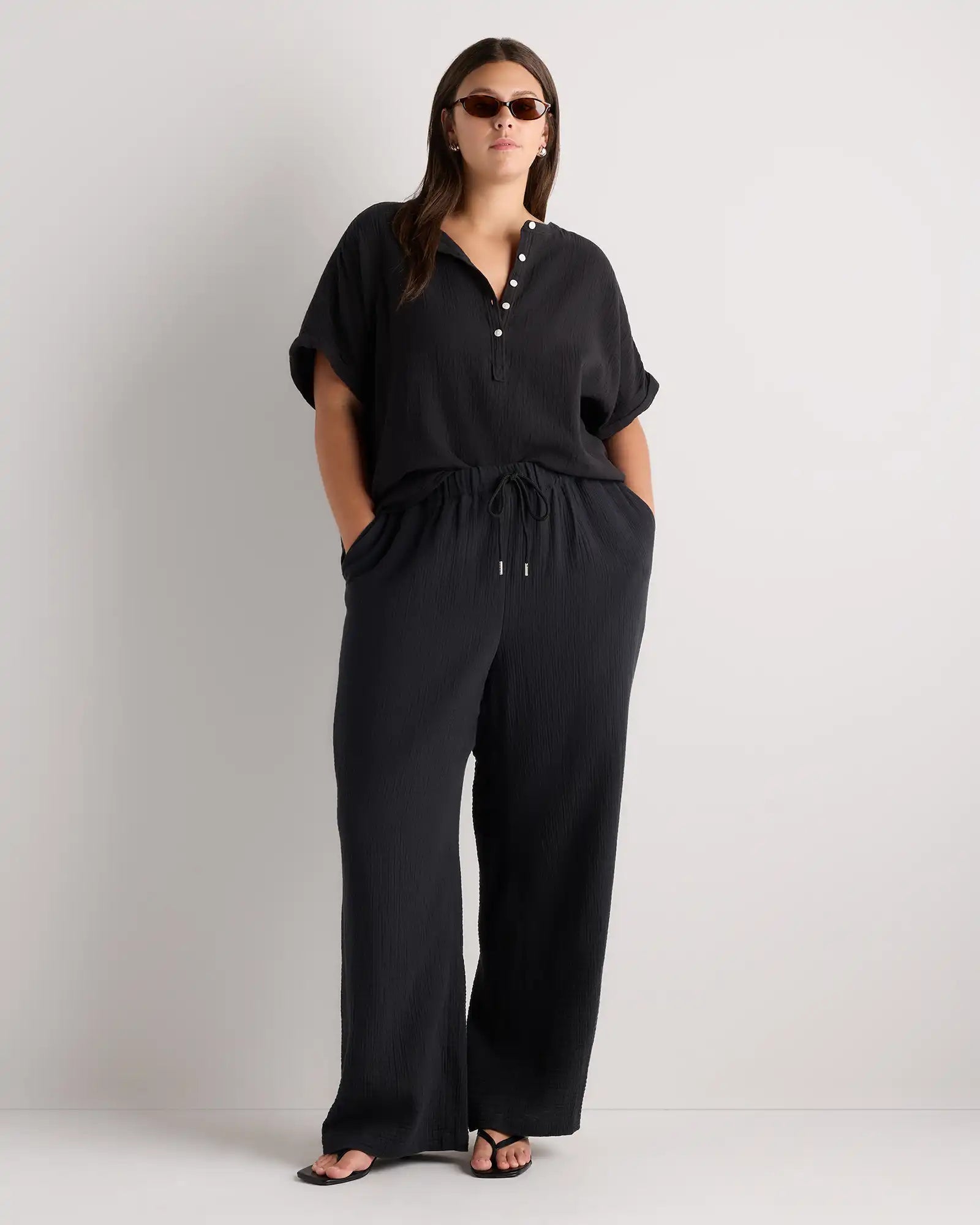 100% Organic Cotton Gauze Straight Leg Pants