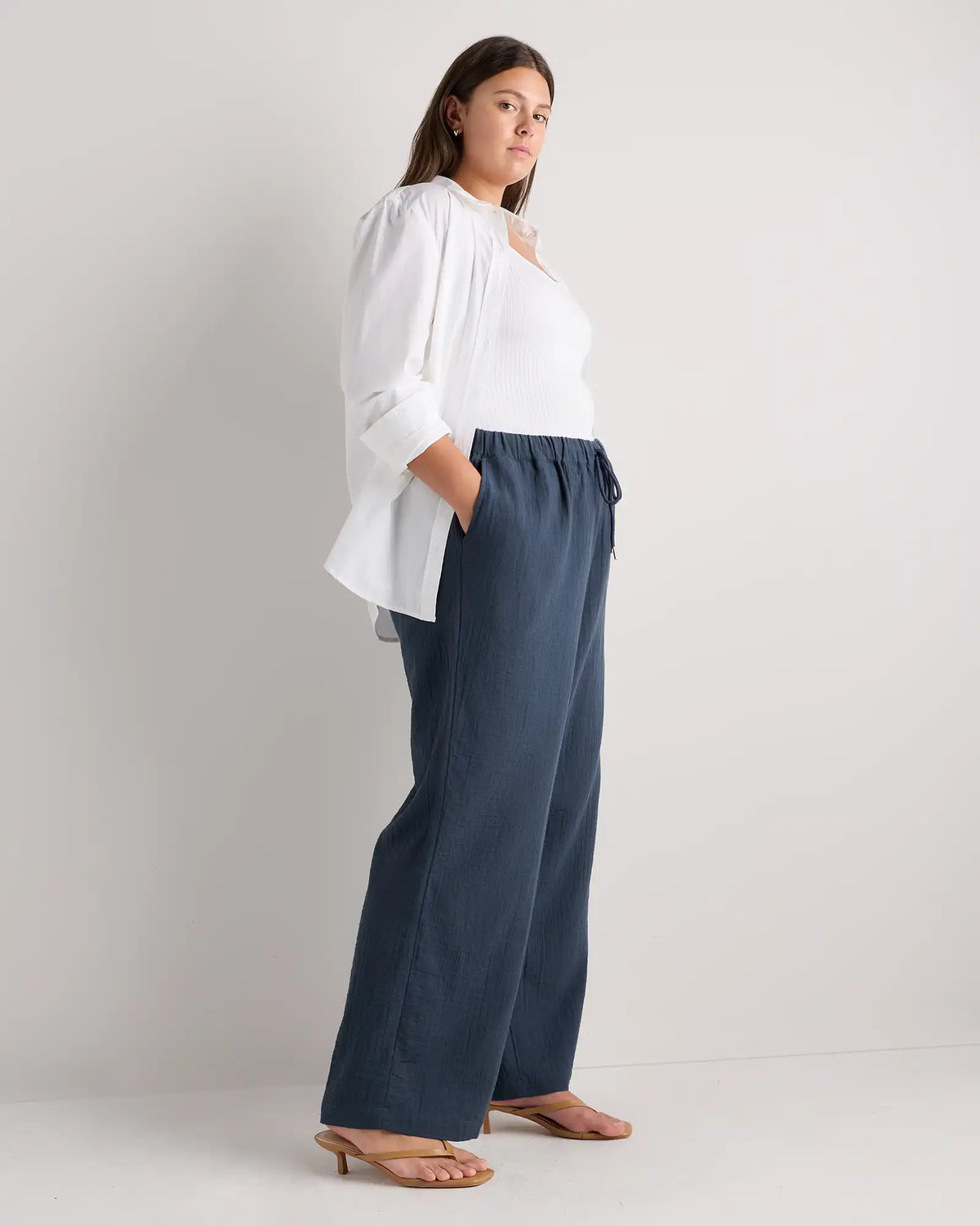 100% Organic Cotton Gauze Straight Leg Pants