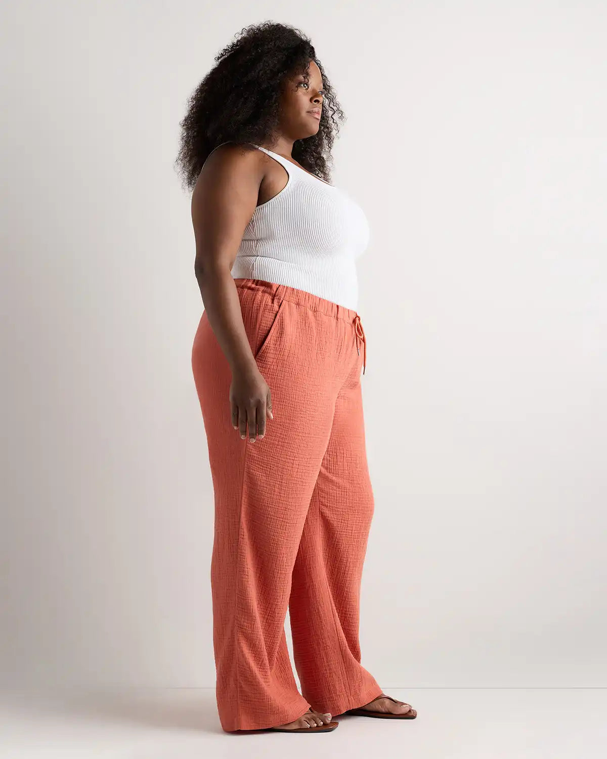 100% Organic Cotton Gauze Straight Leg Pants