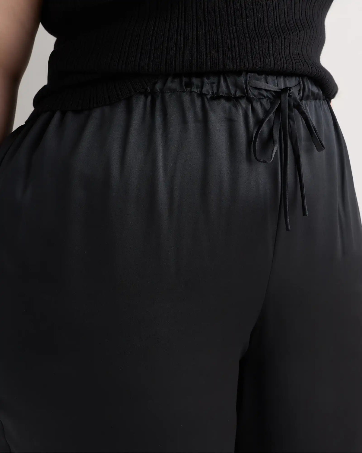 100% Washable Silk Drawstring Wide Leg Pants