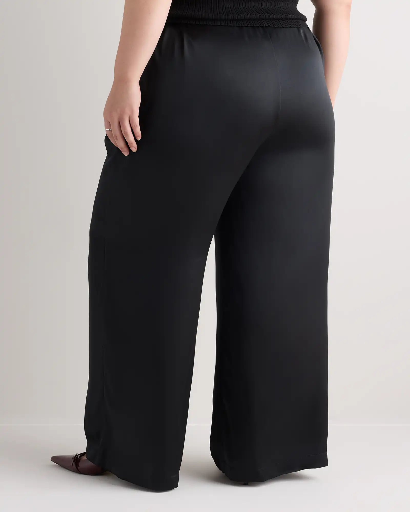 100% Washable Silk Drawstring Wide Leg Pants