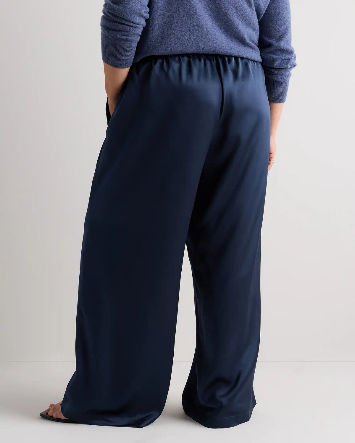 100% Washable Silk Drawstring Wide Leg Pants